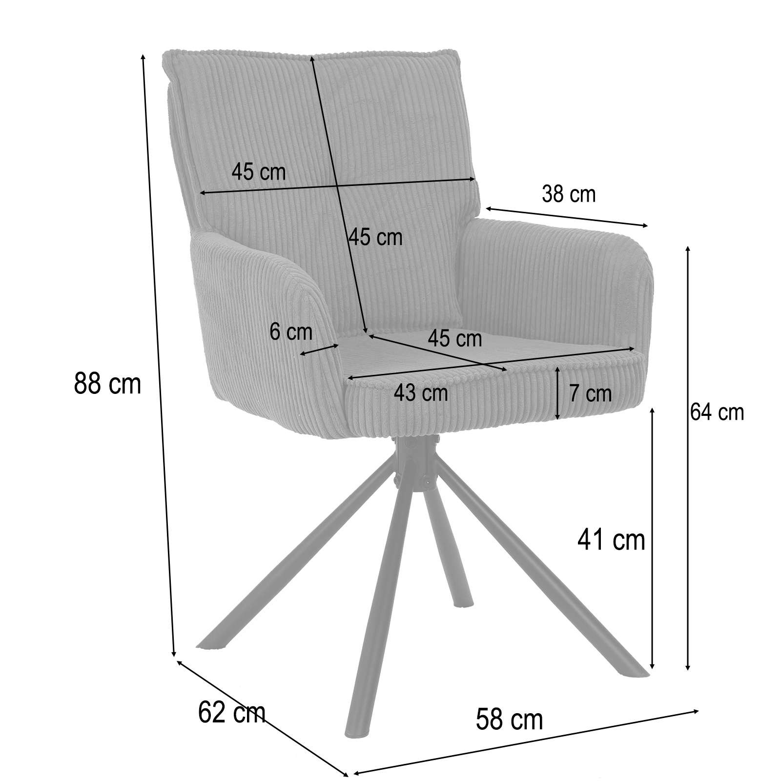 OTTO home Esszimmerstuhl »Les Choux«, 2 St., gepolsterte Rückenlehne, Armlehne und Sitzfläche, Sitzhöhe 48 cm