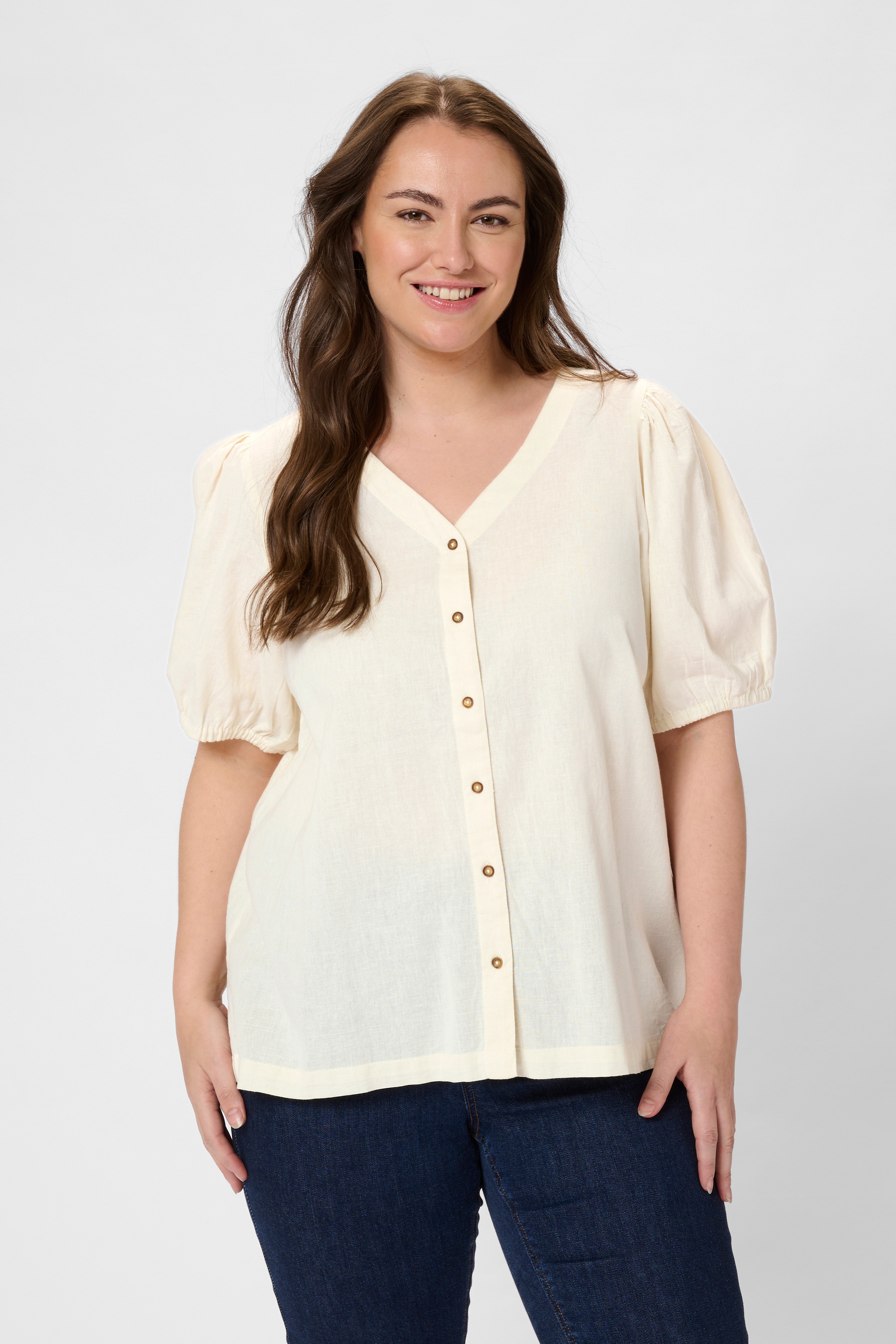 KAFFE Curve Kurzarmbluse »Damen Bluse kurzarm KCvicca«
