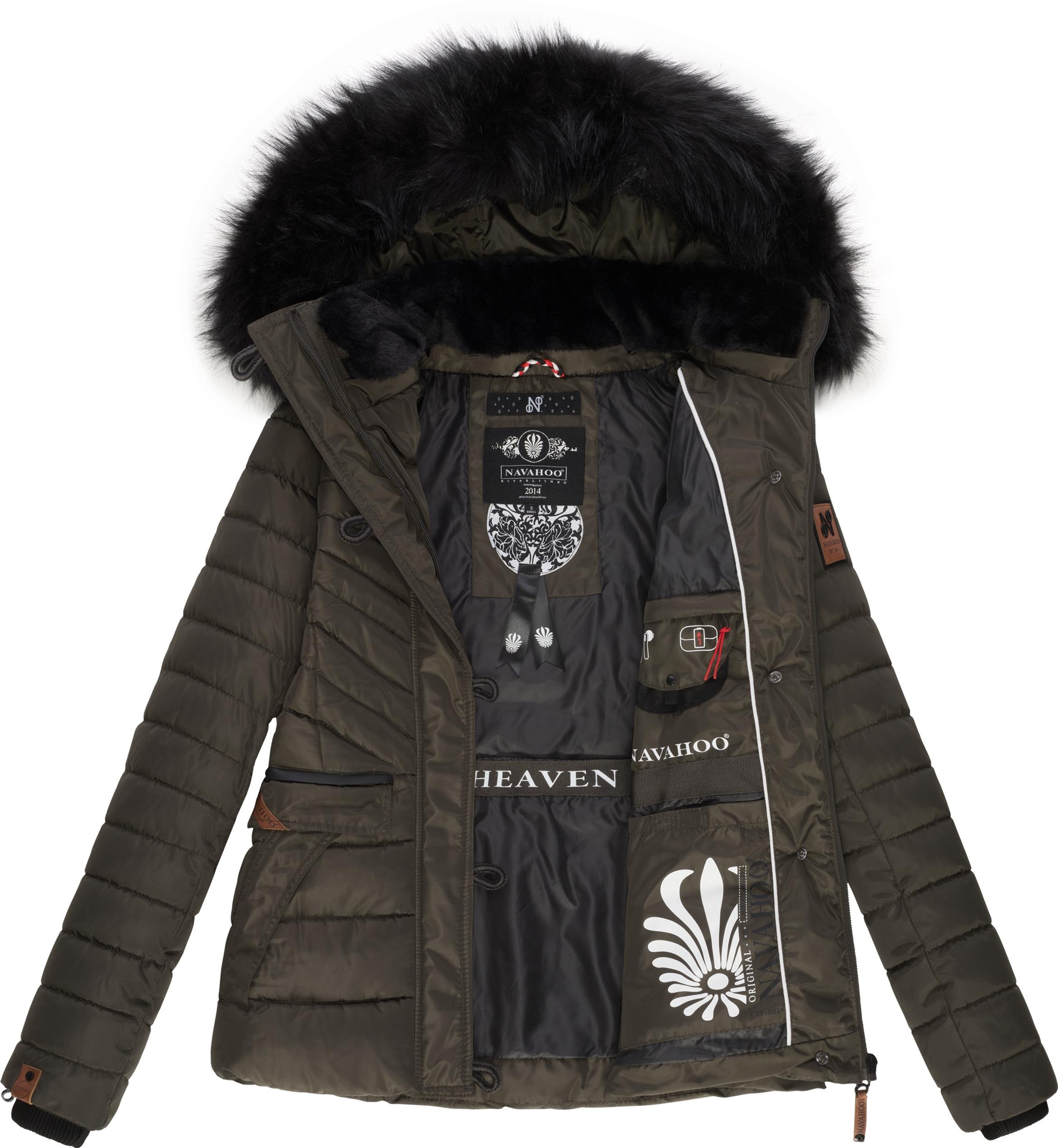 Navahoo Winterjacke »Wisteriaa«, mit Kapuze, Warm gefütterte Steppjacke mit Kunstfell-Kapuze