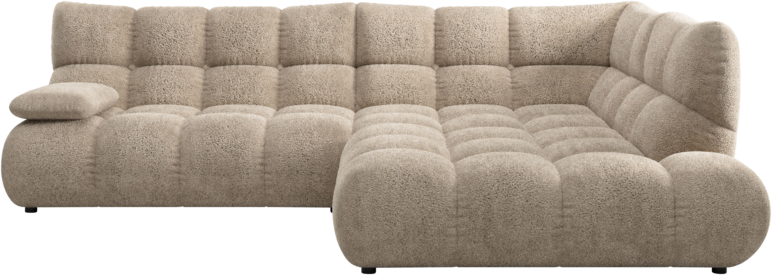 Home affaire Ecksofa "Cozy Bubble, mit klappbarer Armlehne, Breite 289 cm" mit eleganter Steppung, Rundumbezug & weicher Polsterung