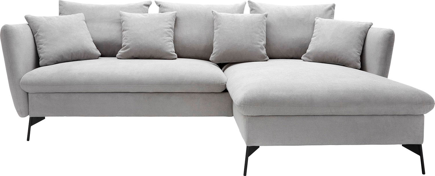 andas Ecksofa »LIVORNO,258 cm, L-Form,«, Schlaffunktion u. Bettkasten (139/224cm), Samt, Struktur, Webstoff