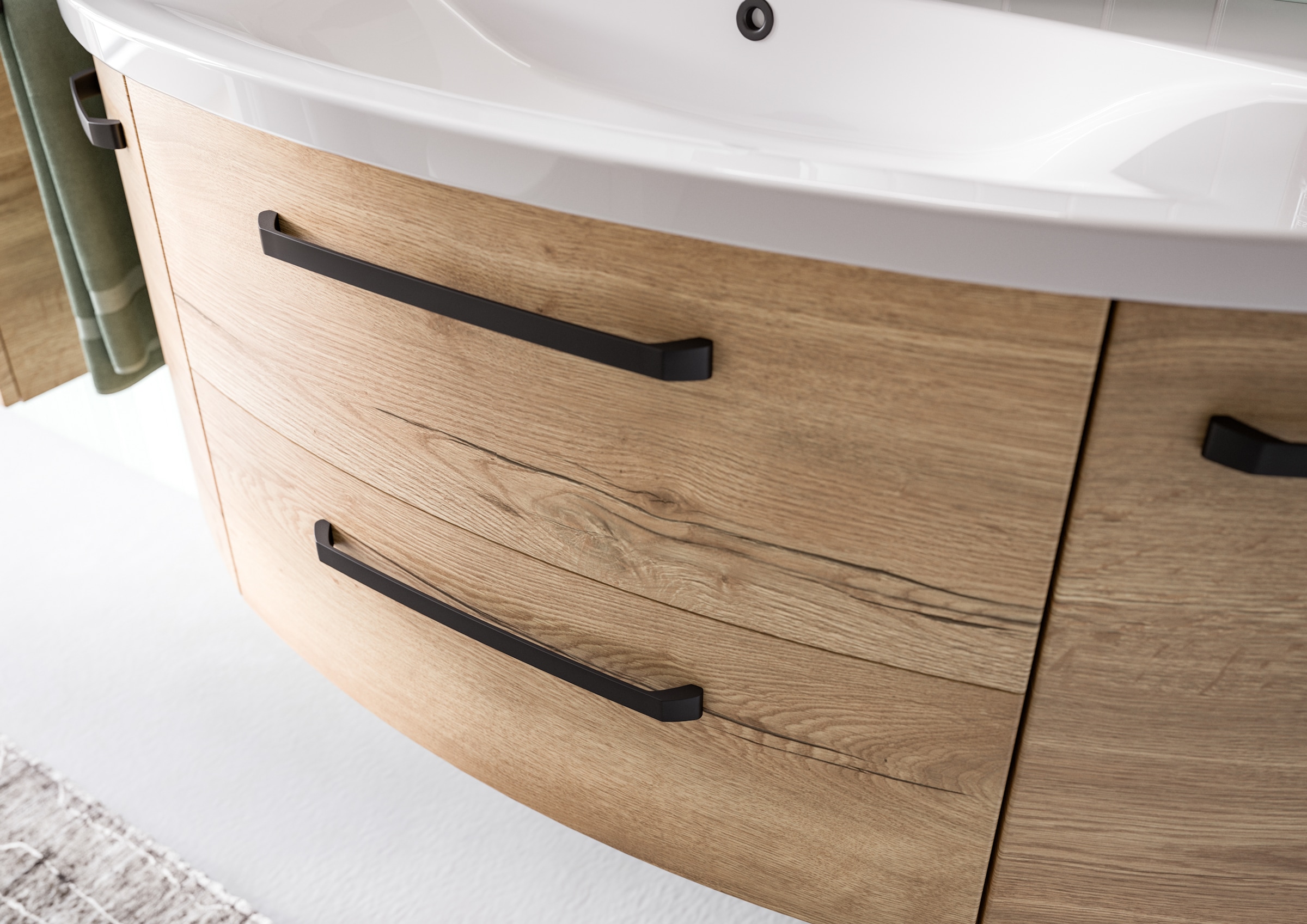 Saphir Waschtisch »Serie 4010 Keramik-Waschtisch mit Unterschrank, 120,5 cm breit«, Waschplatz mit 2 Türen, 2 Schubladen, Badmöbel-Set mit Waschtisch
