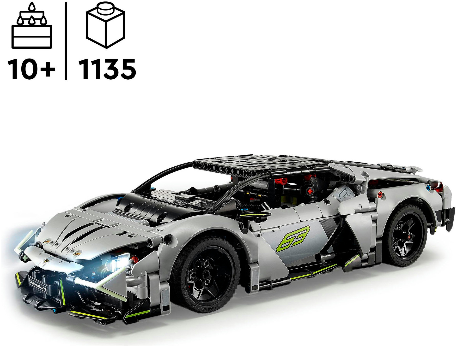 LEGO® Konstruktionsspielsteine »Lamborghini Revuelto Supersportwagen (42214), LEGO Technic«, (1135 St.), Made in Europe