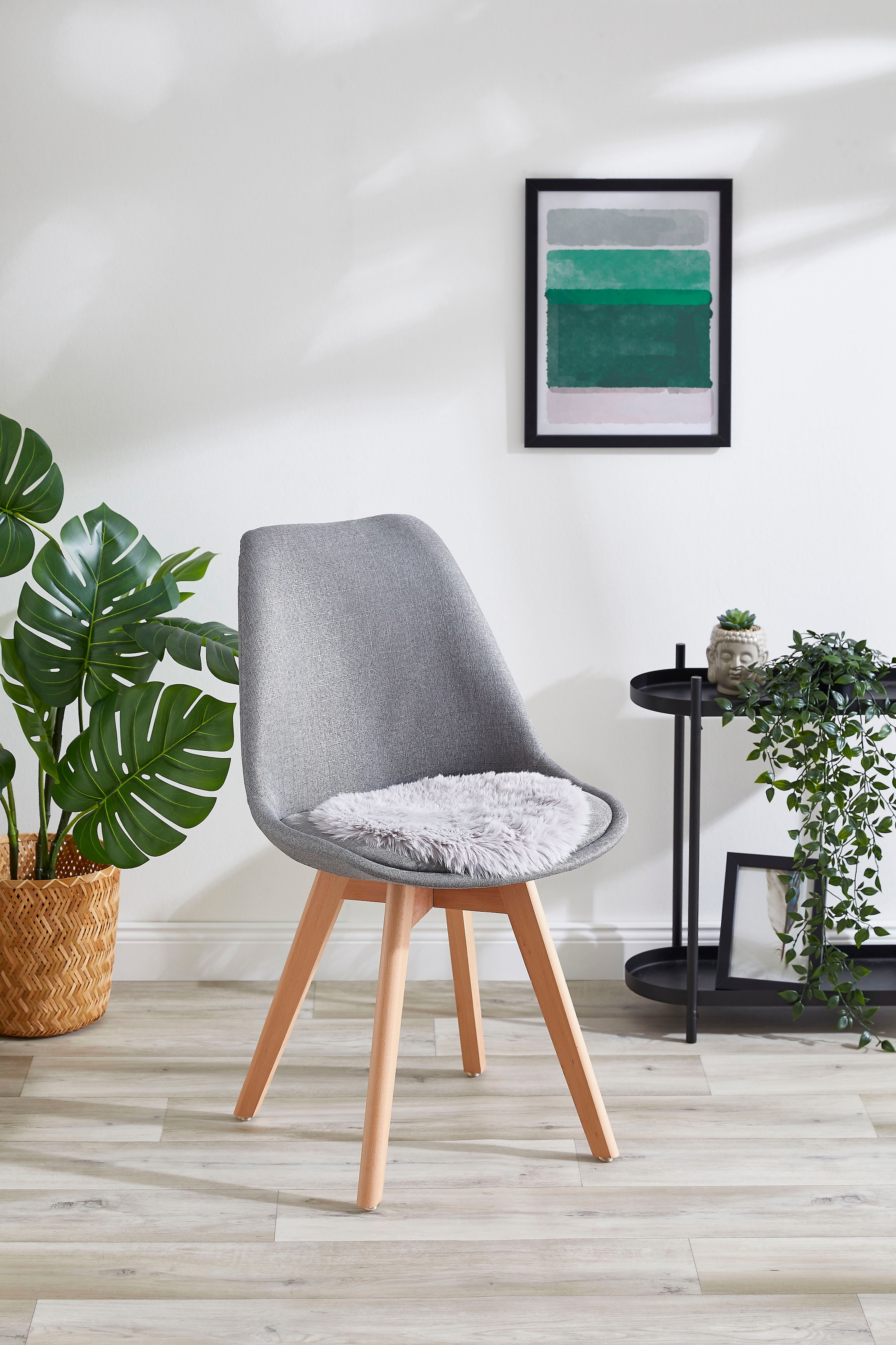 my home Sitzkissen "Alpa, 4er Set", Sitzauflage, Kunstfell, rund, Ø 34 cm, günstig online kaufen