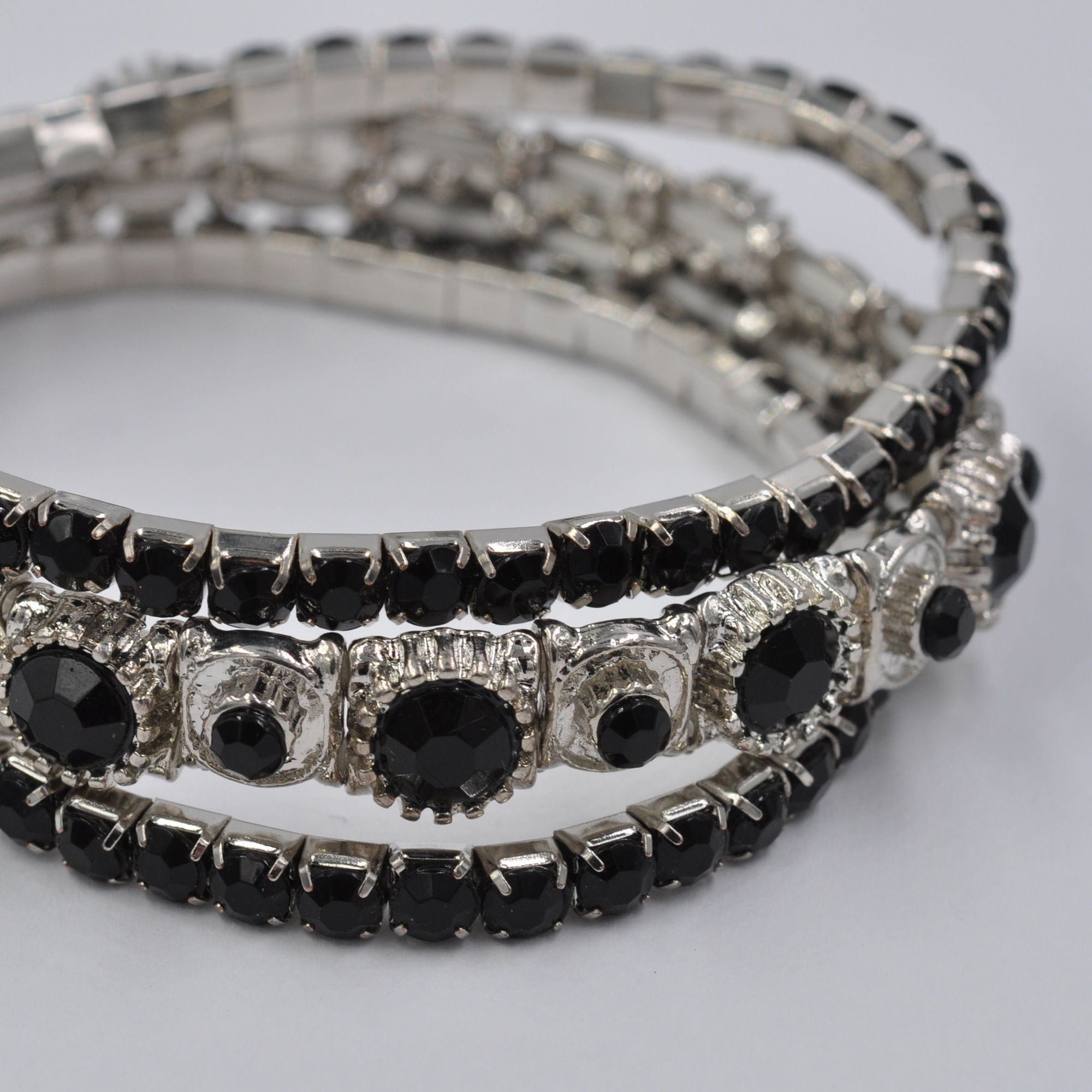 Steuer Armband »Set aus 3 Strecharmbändern rhodiumf.-schwarz«