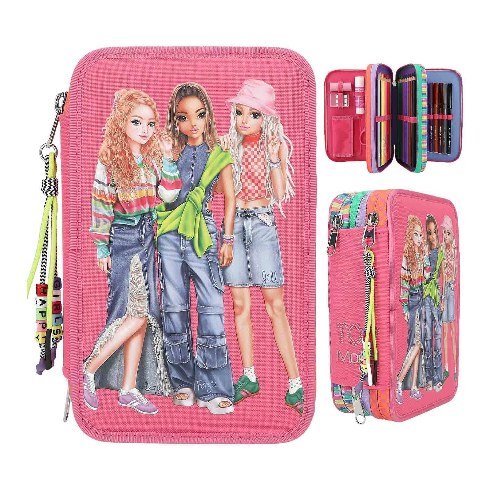 Depesche Buntstift »3-Fach Federtasche mit Stifte TOPModel 20,5 x 14,3 cm pink«