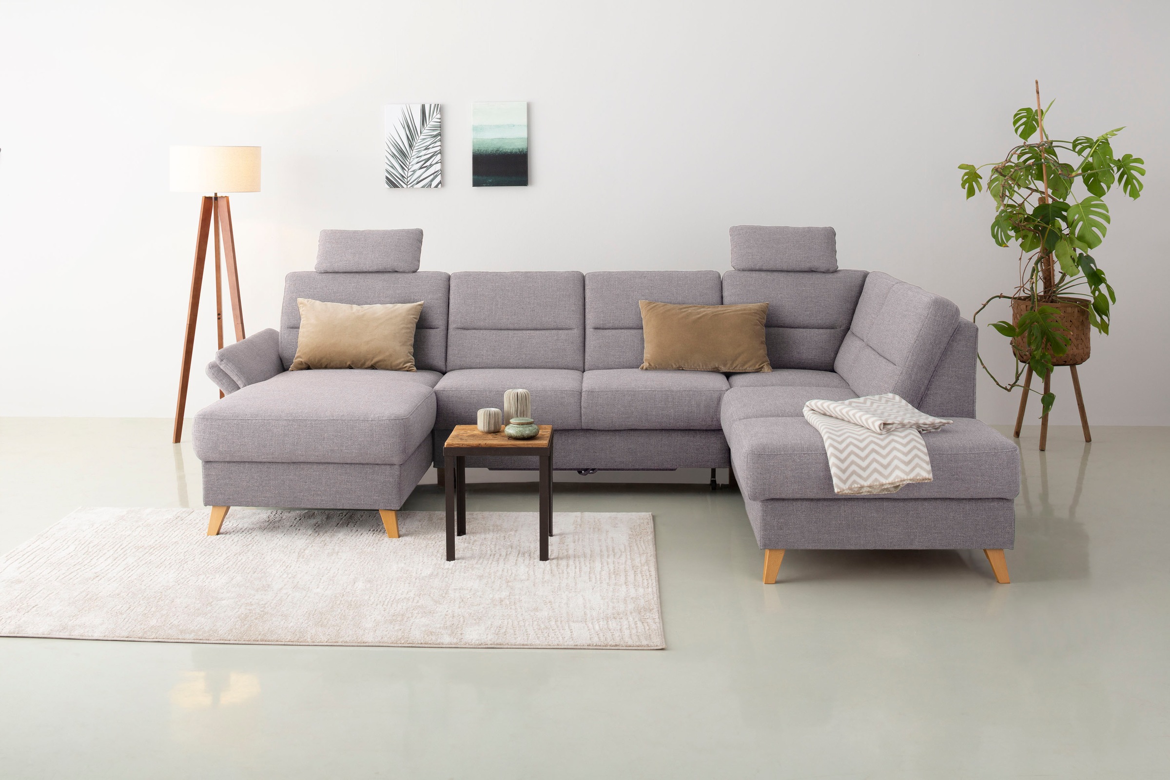 Home affaire Wohnlandschaft "Westerland U-Form" Federkern, wahlweise Bettfu günstig online kaufen