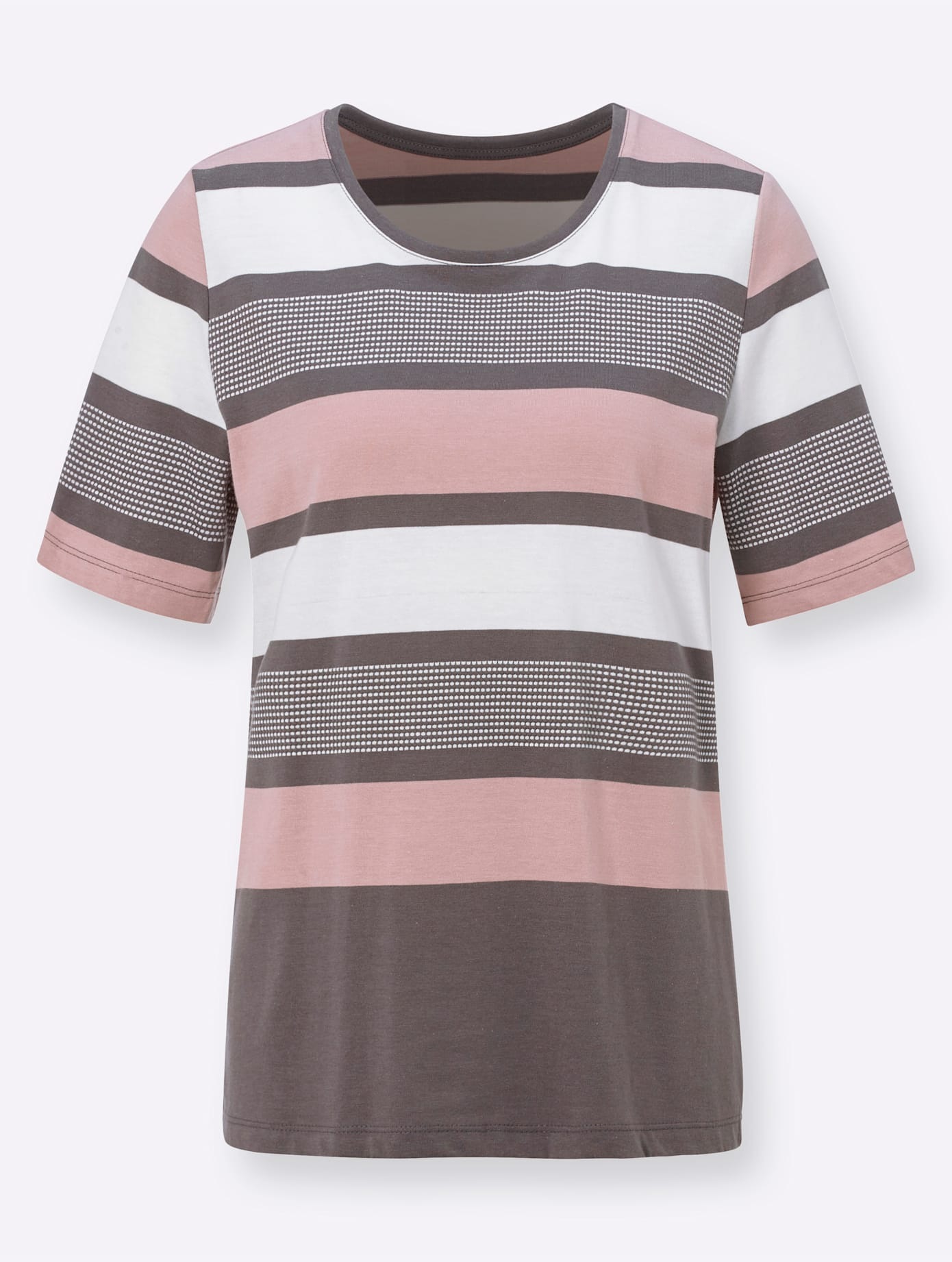 Rundhalsshirt CLASSIC BASICS "Shirt", Damen, Gr. 54, bunt (hortensie, geringelt), 50% Baumwolle, 50% Modal, gemustert, gestreift, mehrfarbig, Rundhals, Shirts Rundhalsshirt 3