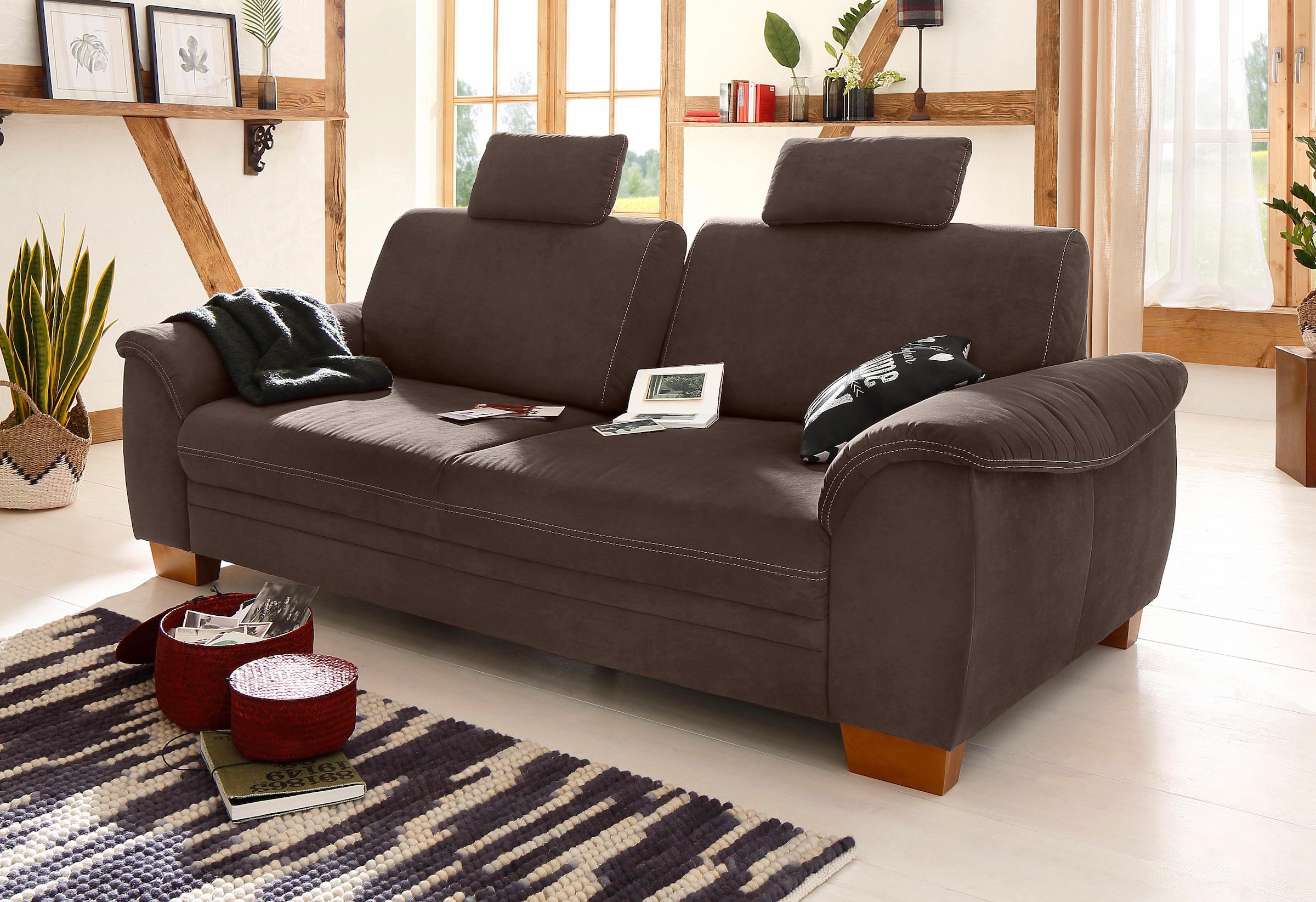 OTTO home 3,5-Sitzer "Husum" mit Sitztiefenverstellung, Kontrastnaht und Federkern