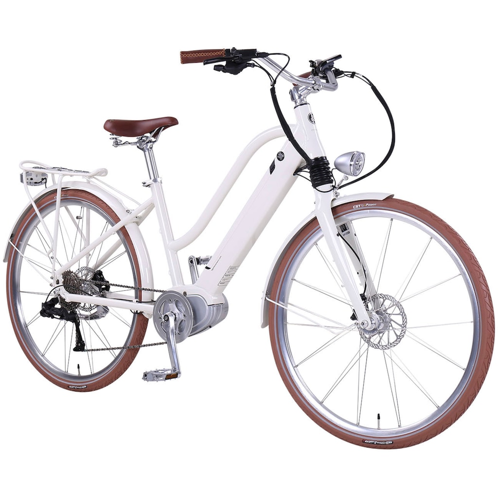 eGO Movement E-Bike »Classic 25 Cleopatra Trapez 45 cm Weiß 28"«, 10 Gang, Shimano, Deore, Mittelmotor 250 W