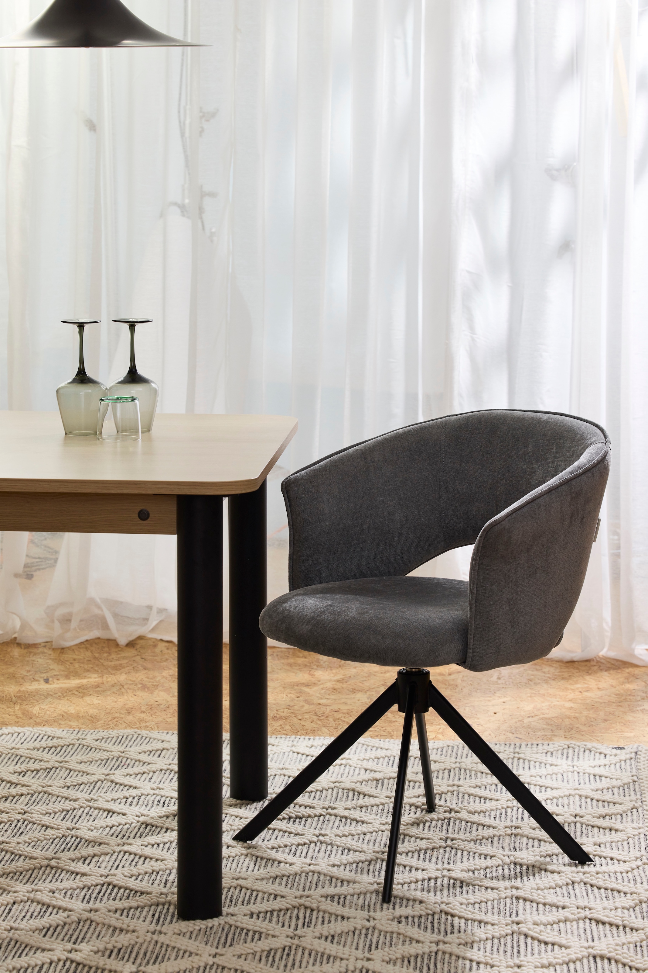 TOM TAILOR HOME Armlehnstuhl »CURVY ARMCHAIR«, (Set), 2 St., Chenille, mit Armlehnen, drehbar, Rückholfunktion, Rückenausschnitt