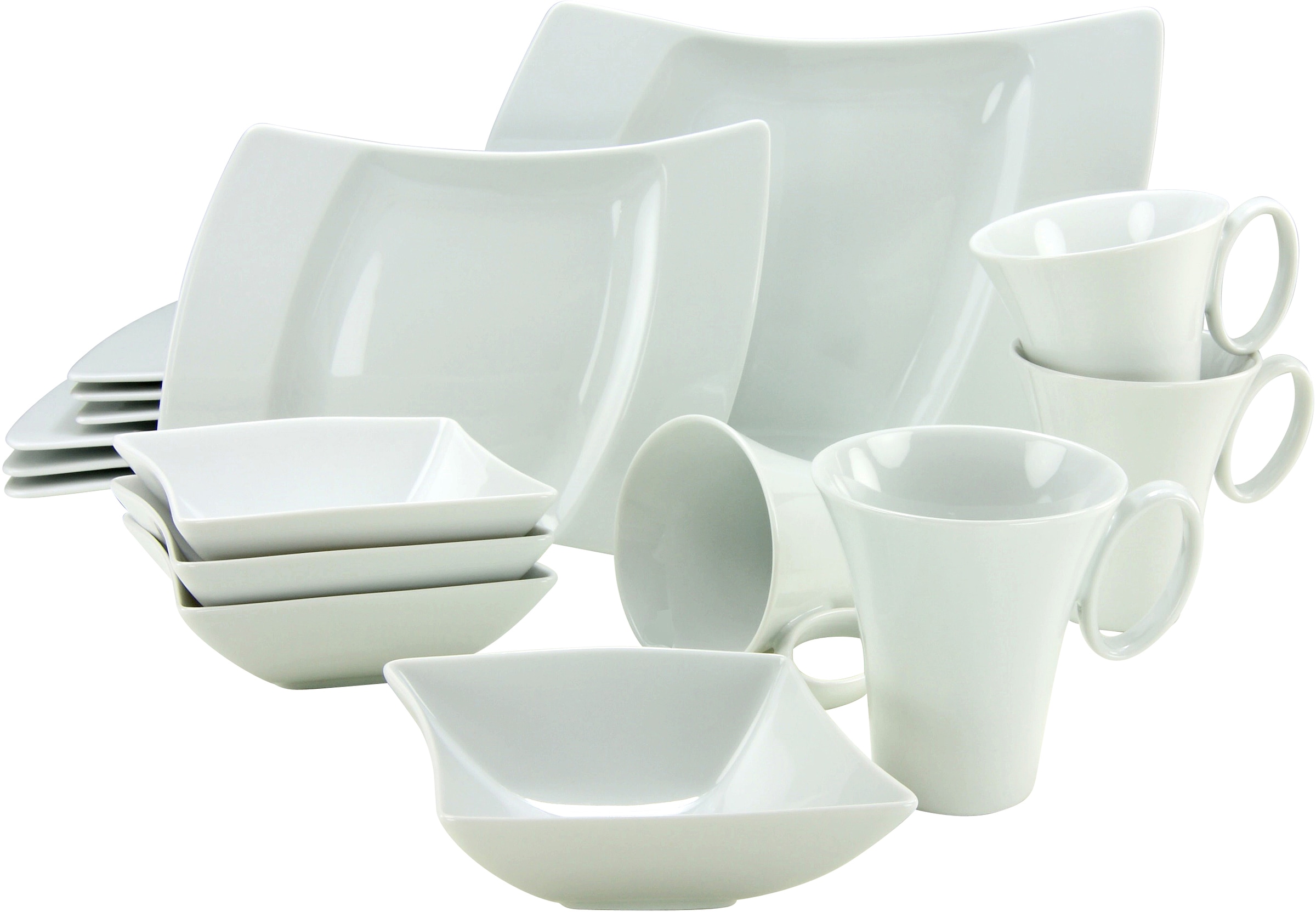 WING«, | (Set, Kombiservice Tafelservice für 4 im Service, CreaTable für 16 4 Teile, weiß, Personen Set, tlg., 16 und Personen), Kaffeeservice »Geschirr-Set BAUR