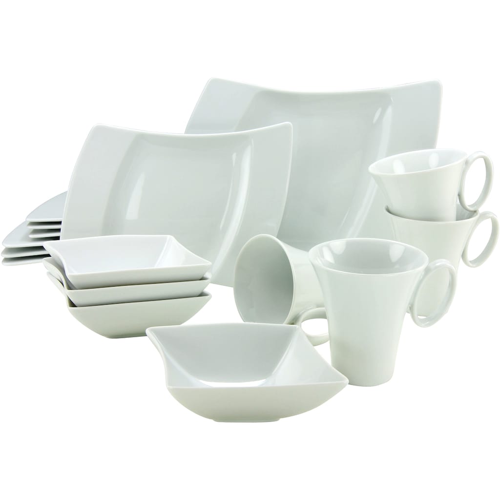 CreaTable Kombiservice »Geschirr-Set WING«, (Set, 16 tlg., Kaffeeservice und Tafelservice im Set, für 4 Personen)