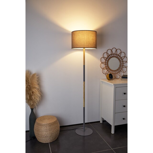 Pauleen Stehlampe »Grand Purity«, 11 flammig-flammig, E27, max. 20W E27,  Grau/Holzoptik, 230V, Stoff/Metall | BAUR