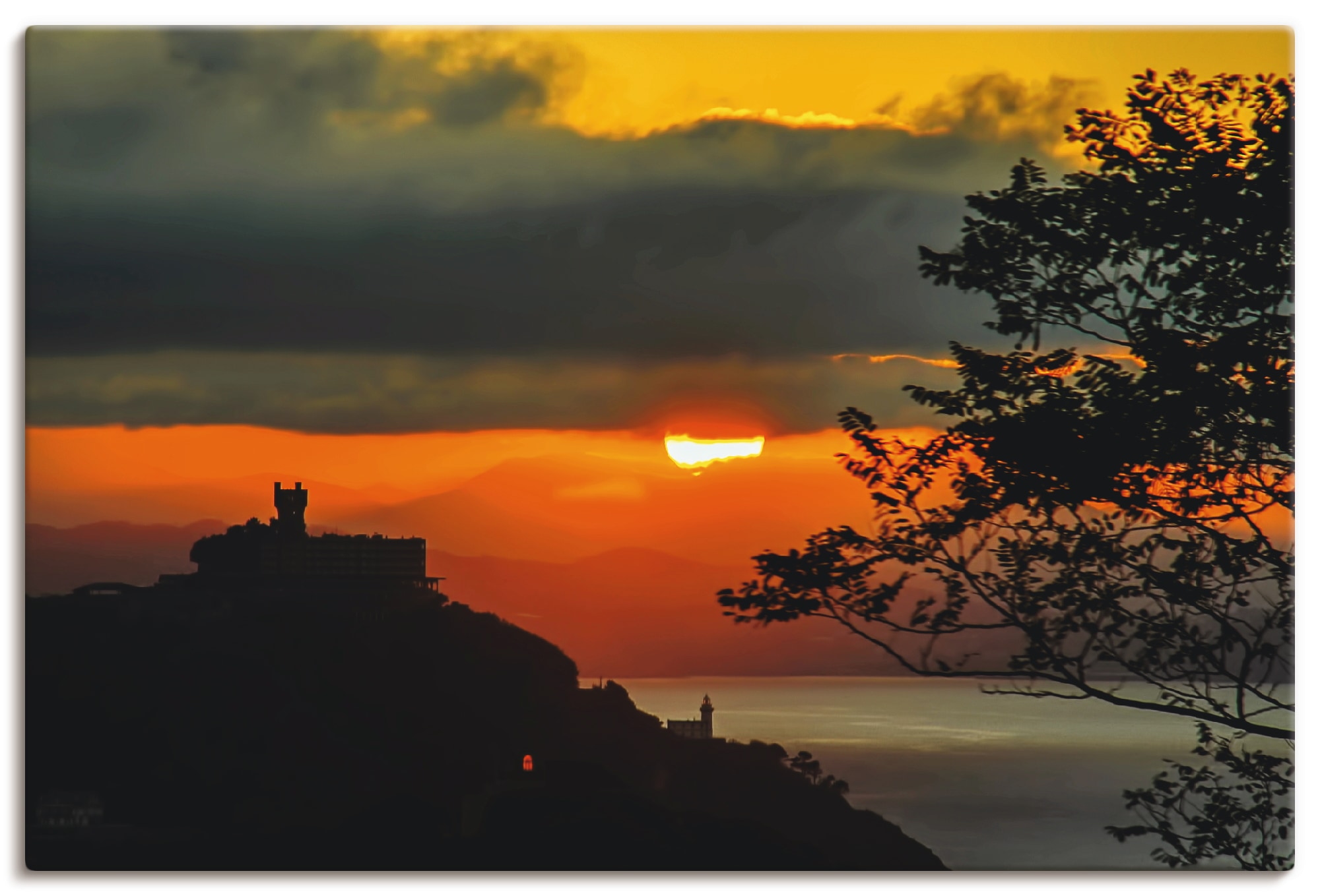 Artland Wandbild "Sonnenuntergang San Sebastian Donostia", Sonnenaufgang & -untergang (1 Stück), in vielen Größen & Prod