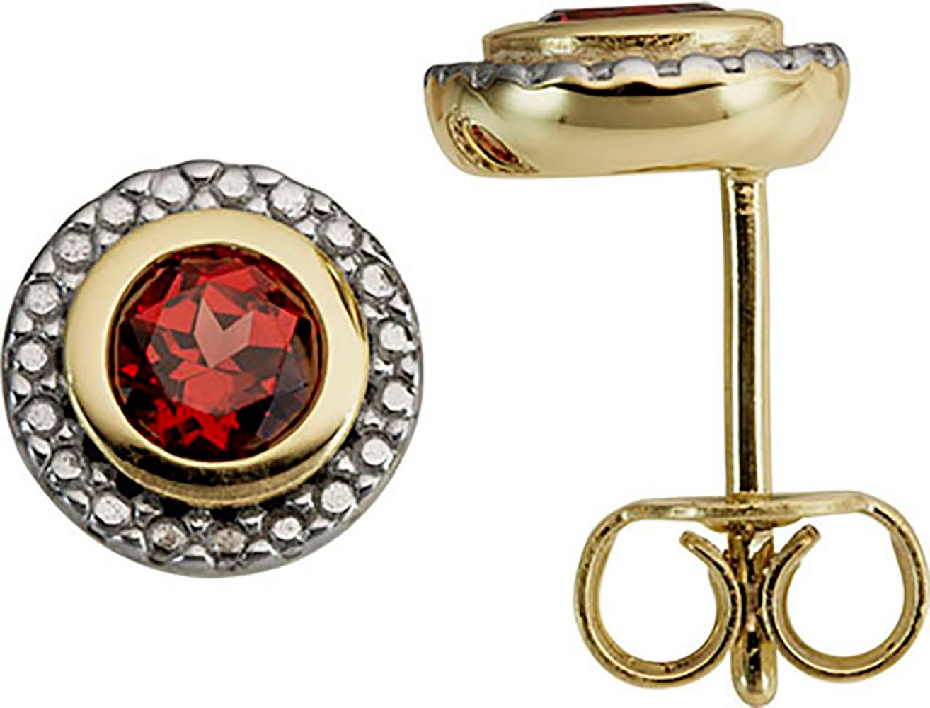 FIRETTI Damen Paar Ohrstecker "Schmuck Geschenk Gold 333 Ohrschmuck Ohrringe Edelstein Kreis / rund", 7,7mm, Gelbgold 333, bunt, Gelbgold 333,