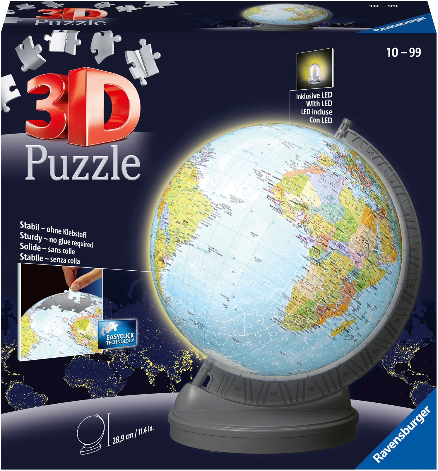 3D-Puzzle »Globus mit Licht«, mit LED-Modul; Made in Europe; FSC®- schützt Wald -...