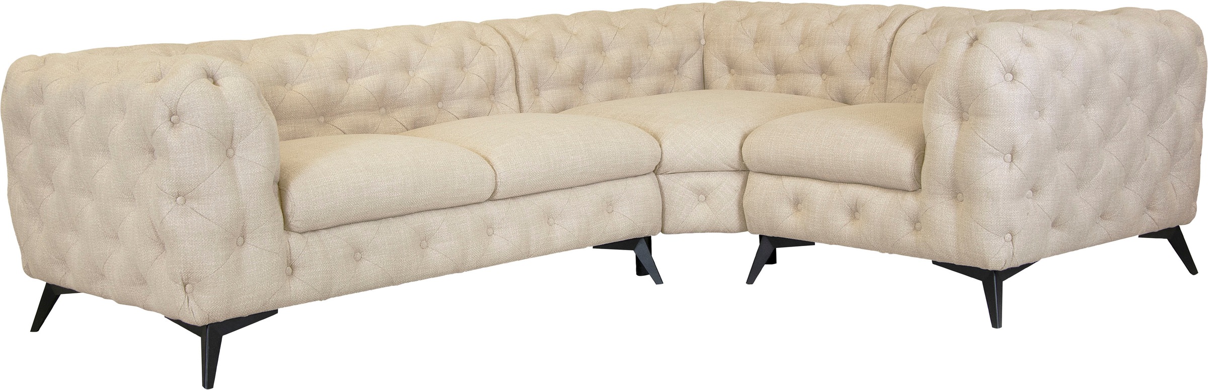 Thumbnail - Leonique Chesterfield-Sofa "Ecksofa GLYNIS L-Form mit Wellenunterfederung, Maße B/T/H 264/204/75cm", aufwändige Knopfhef...