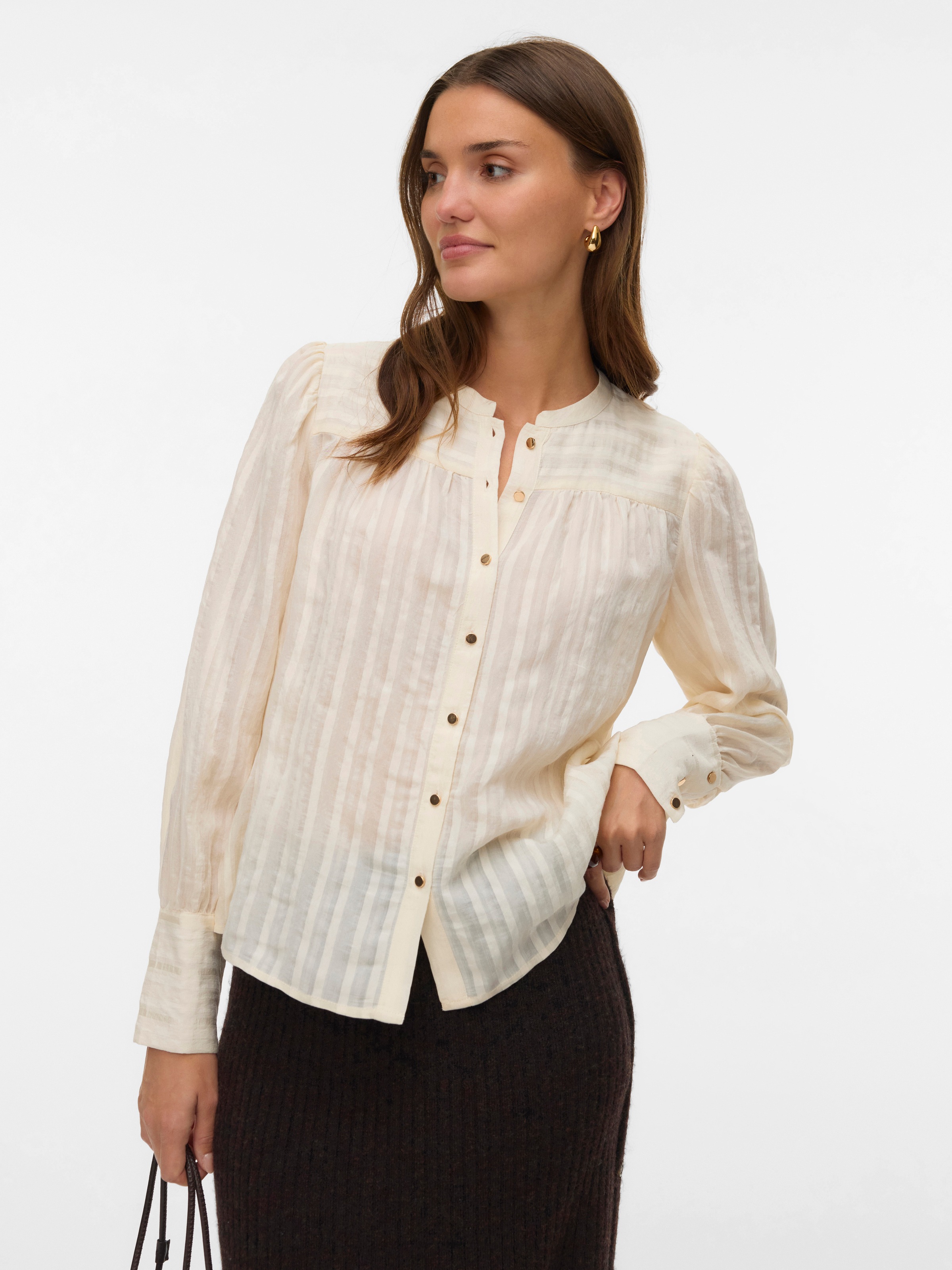 Vero Moda Hemdbluse "VMISELLE L/S SHIRT WVN BTQ" lange Bündchen, Ton-in Ton günstig online kaufen