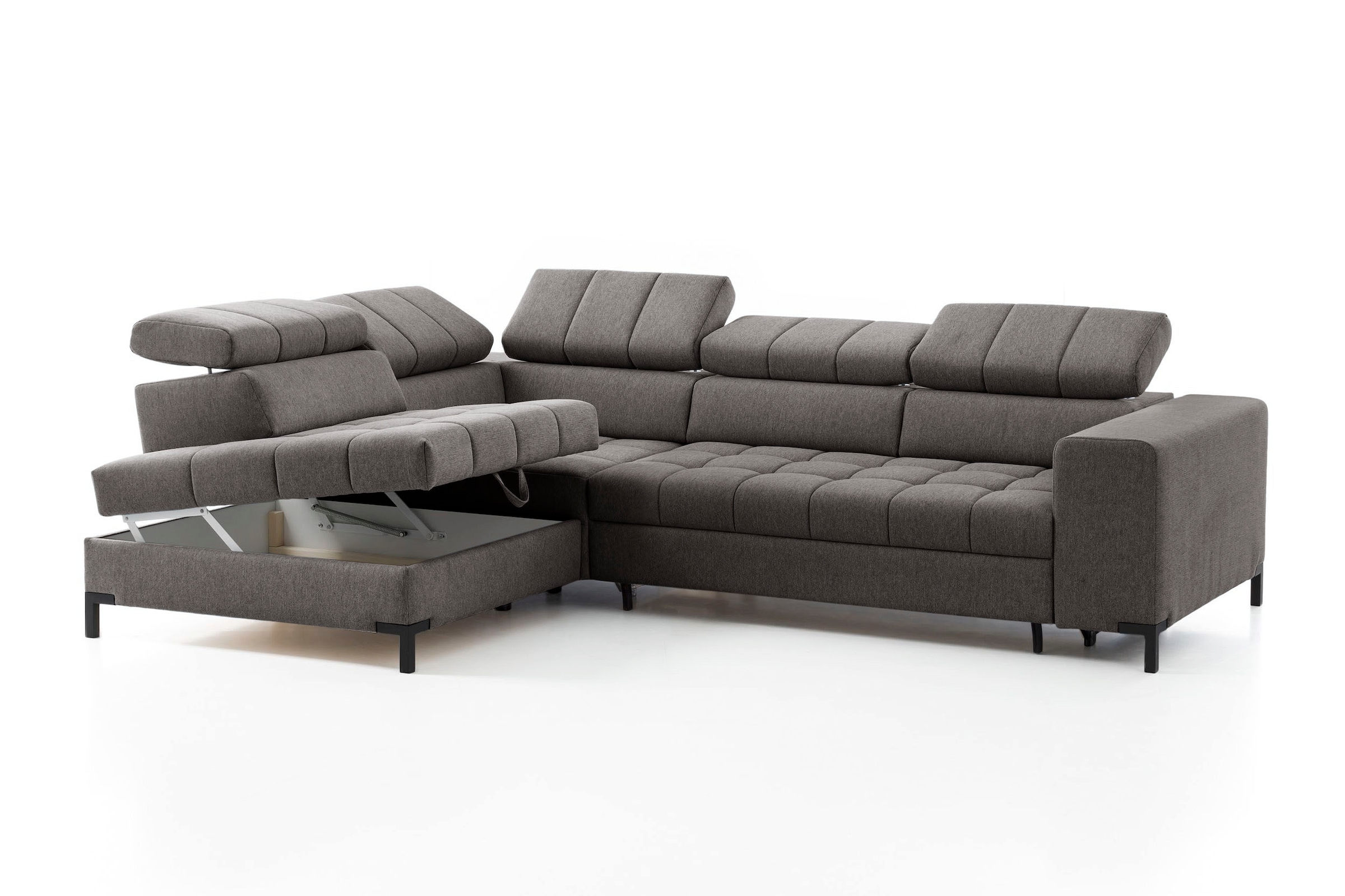 exxpo - sofa fashion Ecksofa »Bocco, hochwertige Verarbeitung, toller Sitzkomfort, bequem, L-Form«, wahlweise mit Bettfunktion u. Bettkasten, inkl. Kopfteilverstellung
