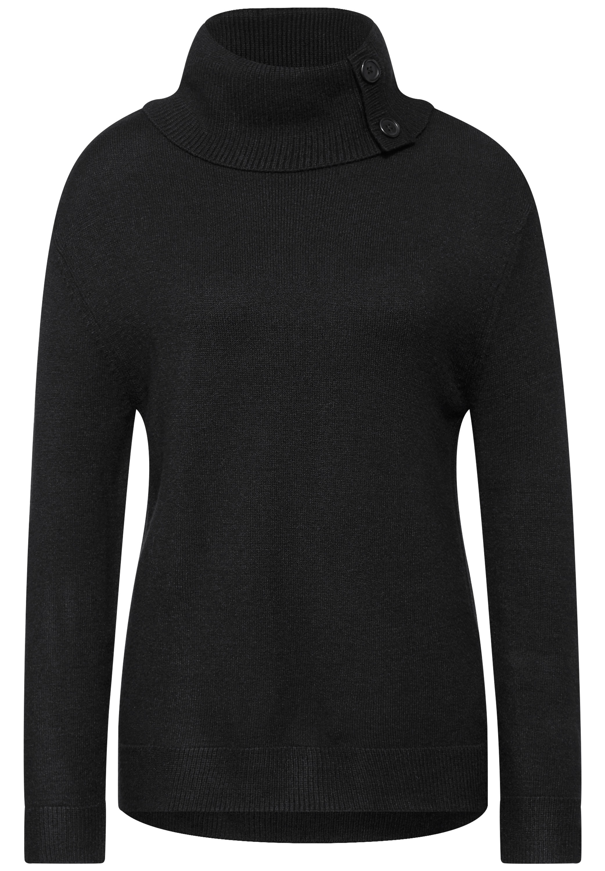 STREET ONE Rollkragenpullover, mit Knopf Details