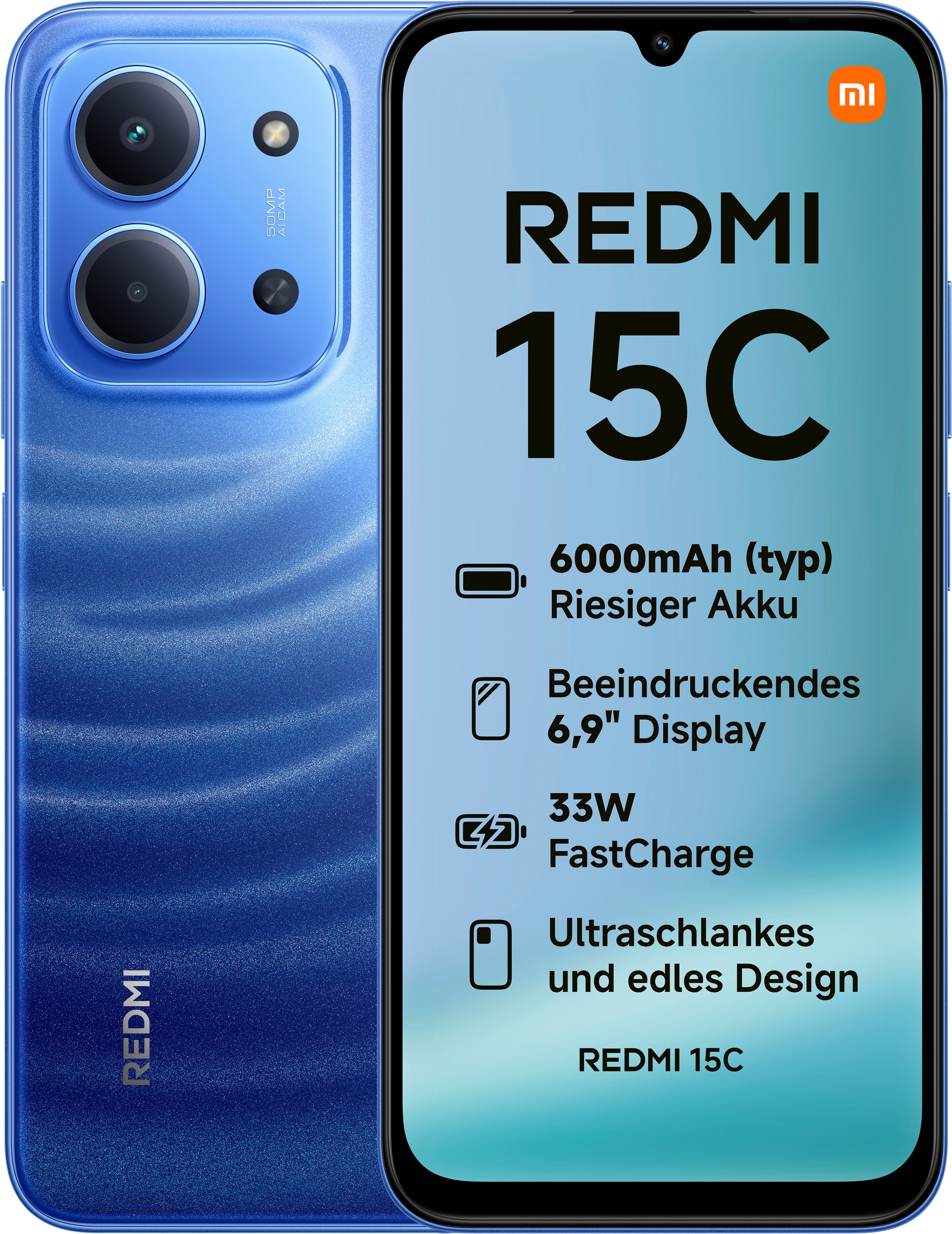 XIAOMI Smartphone "Redmi 15C 4+128GB", 128 GB, blau, Mobiltelefone