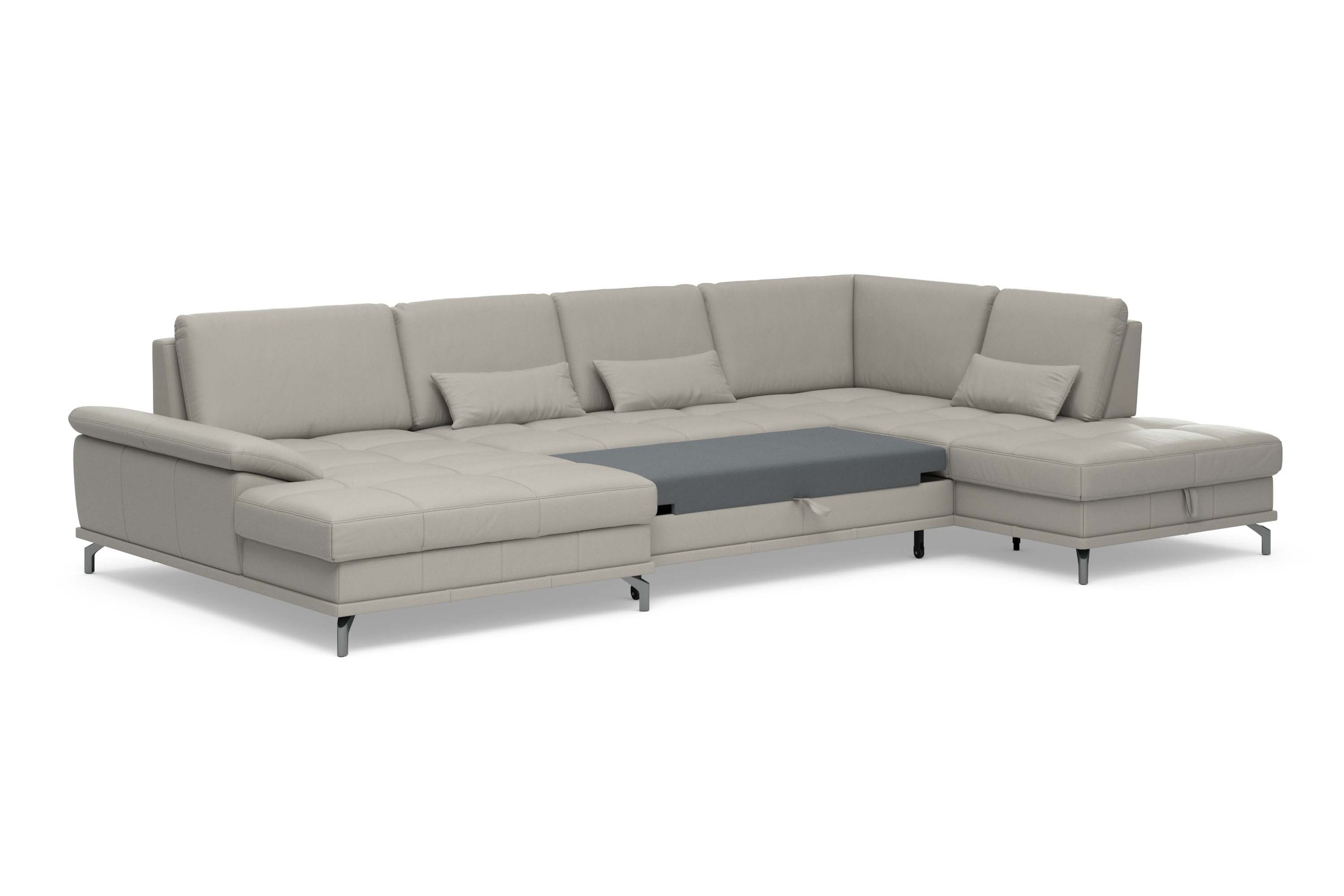 Places of Style Wohnlandschaft »Costello U-Form, mit Sitztiefenverstellung, Armteilverstellung und«, 3 Nierenkissen, optional Bettfunktion und Bettkasten