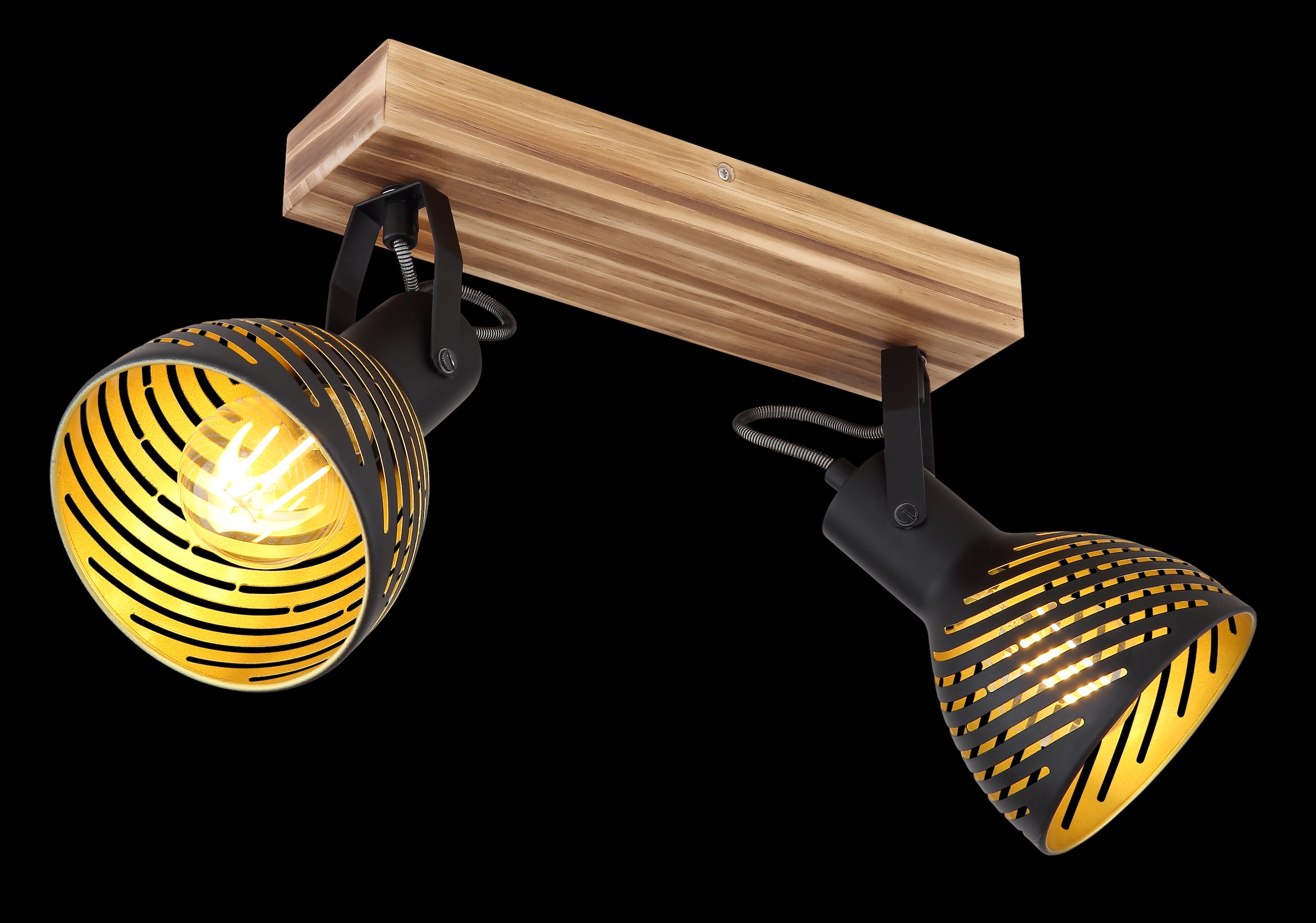 GLOBO LIGHTING Deckenstrahler »LENNA«, Leuchtmittel E27 | ohne Leuchtmittel, Deckenspot/Holz/goldfarben/Dekorschlitze/Flur