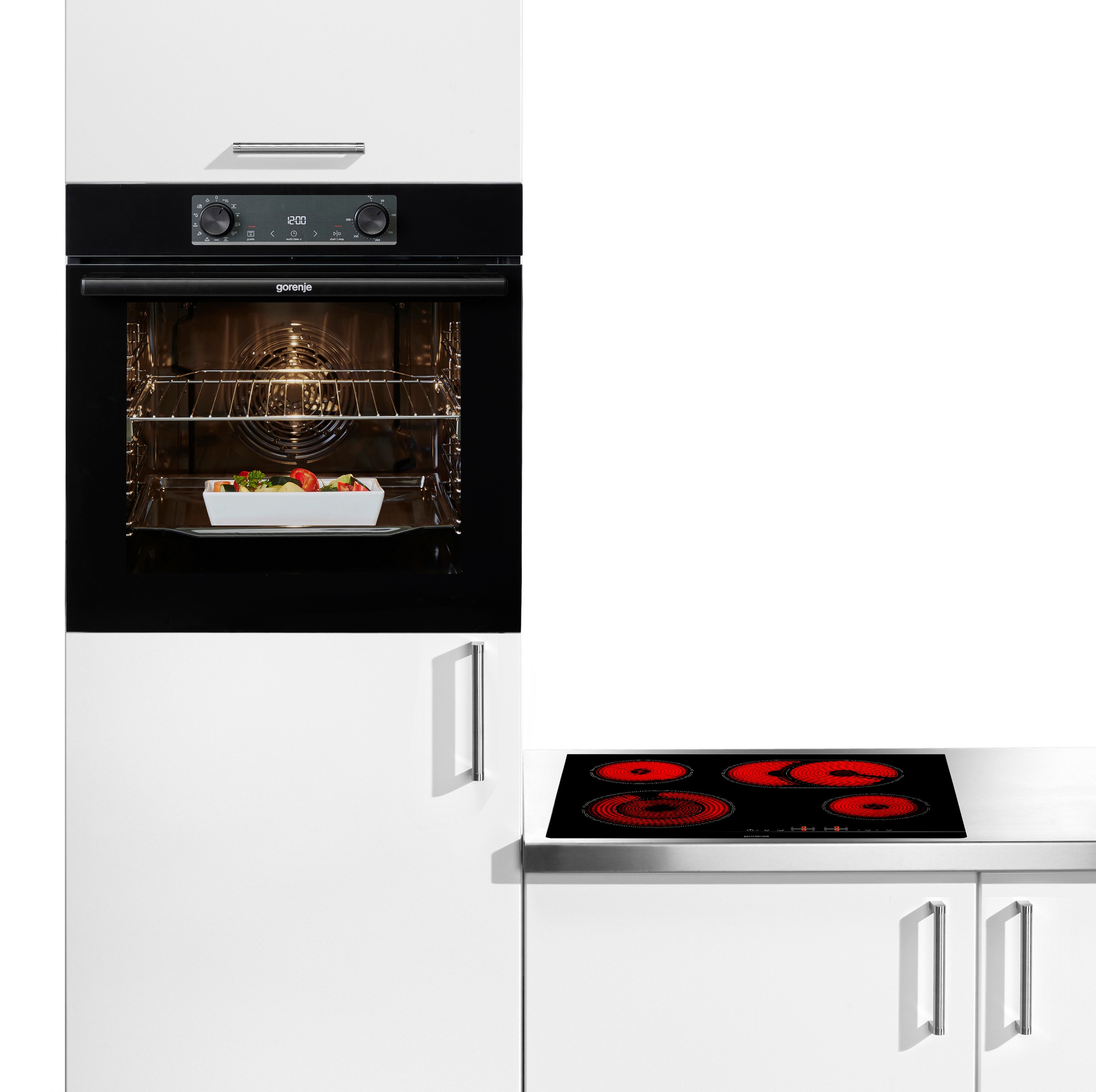 GORENJE Backofen-Set "BOS6737E13BGOT" mit 1-fach-Teleskopauszug Aqua Clean Set, Pizzafunktion mit 300 C – perfekt für Pizza, Focaccia und mehr