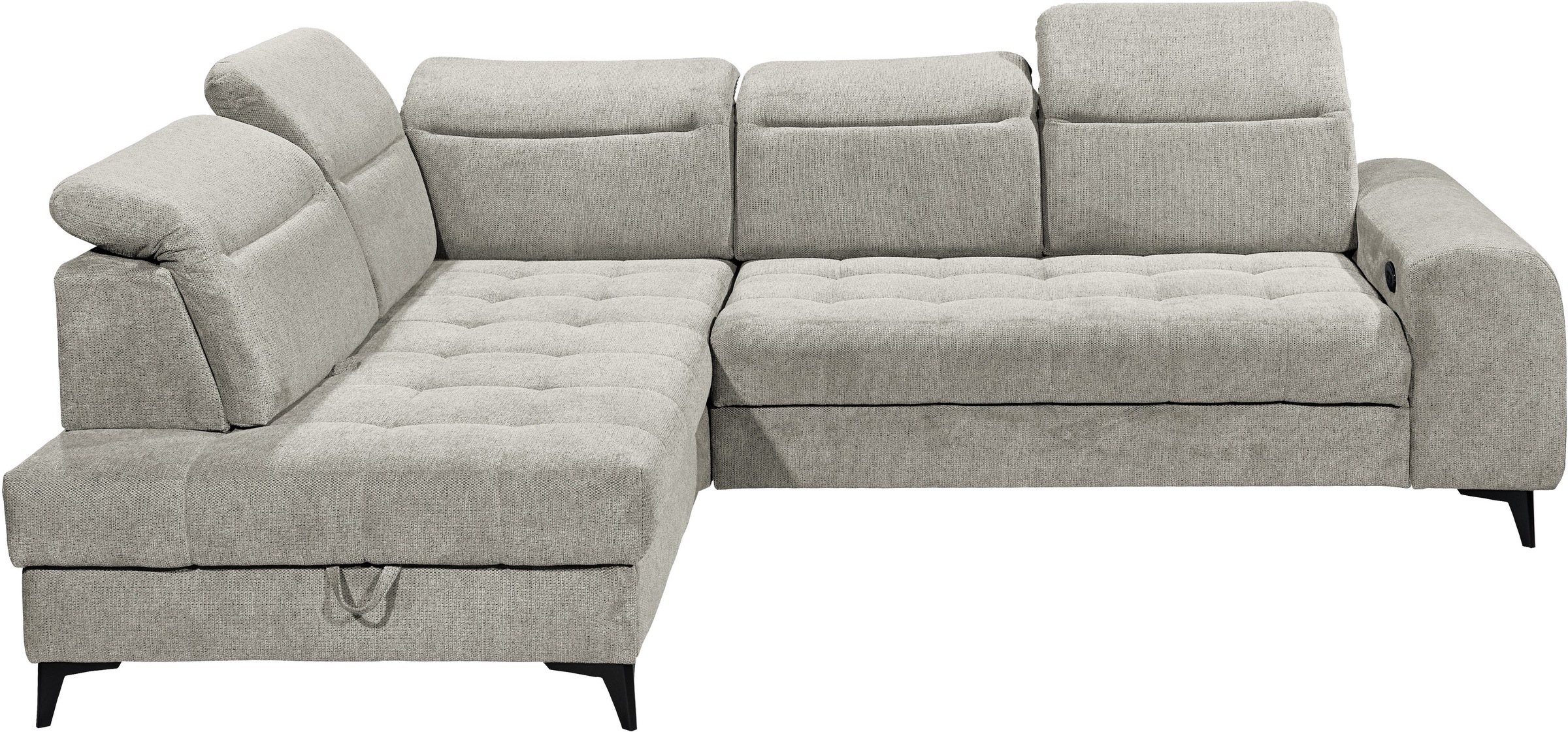 ED EXCITING DESIGN Ecksofa »Rockdale L-Form mit Bettfunktion, Bettkasten«, Kopfteilverstellung, Sitztiefenverstellung & USB-Port