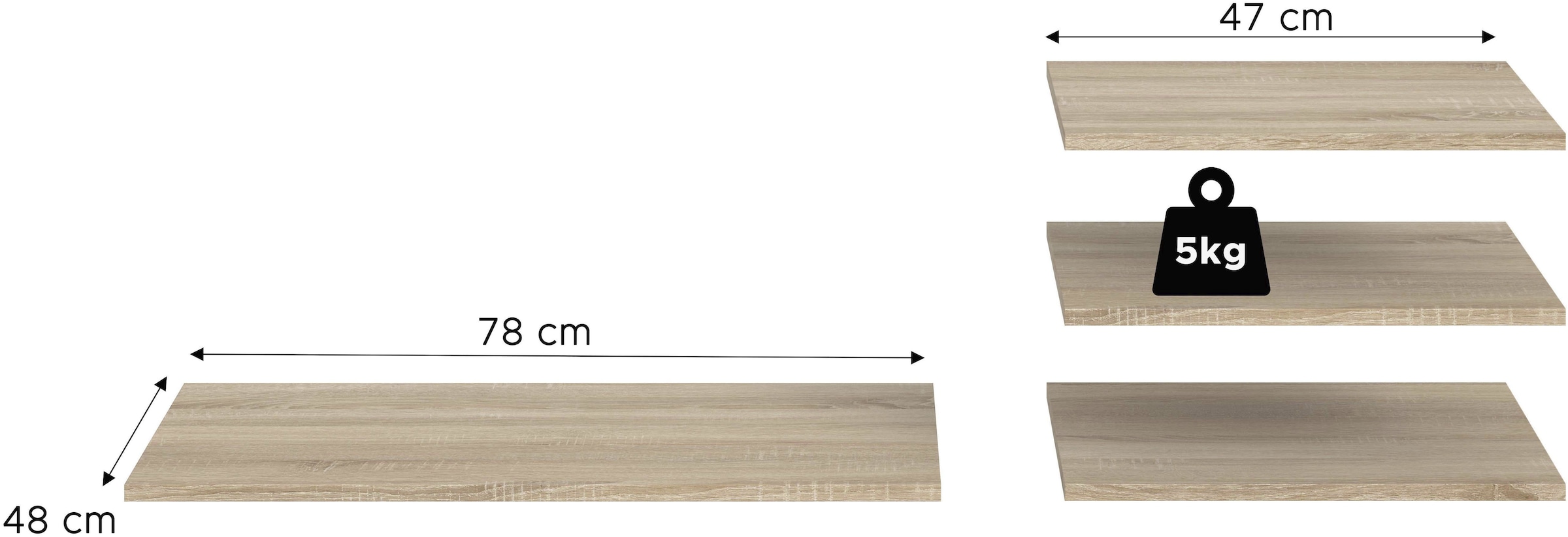 Home affaire Einlegeboden »BENDINGO, 4er Set Einlegeböden, Breite: 78cm & 47cm« 1 Boden in 78 cm Breite & 3 Böden in 47 cm Breite
