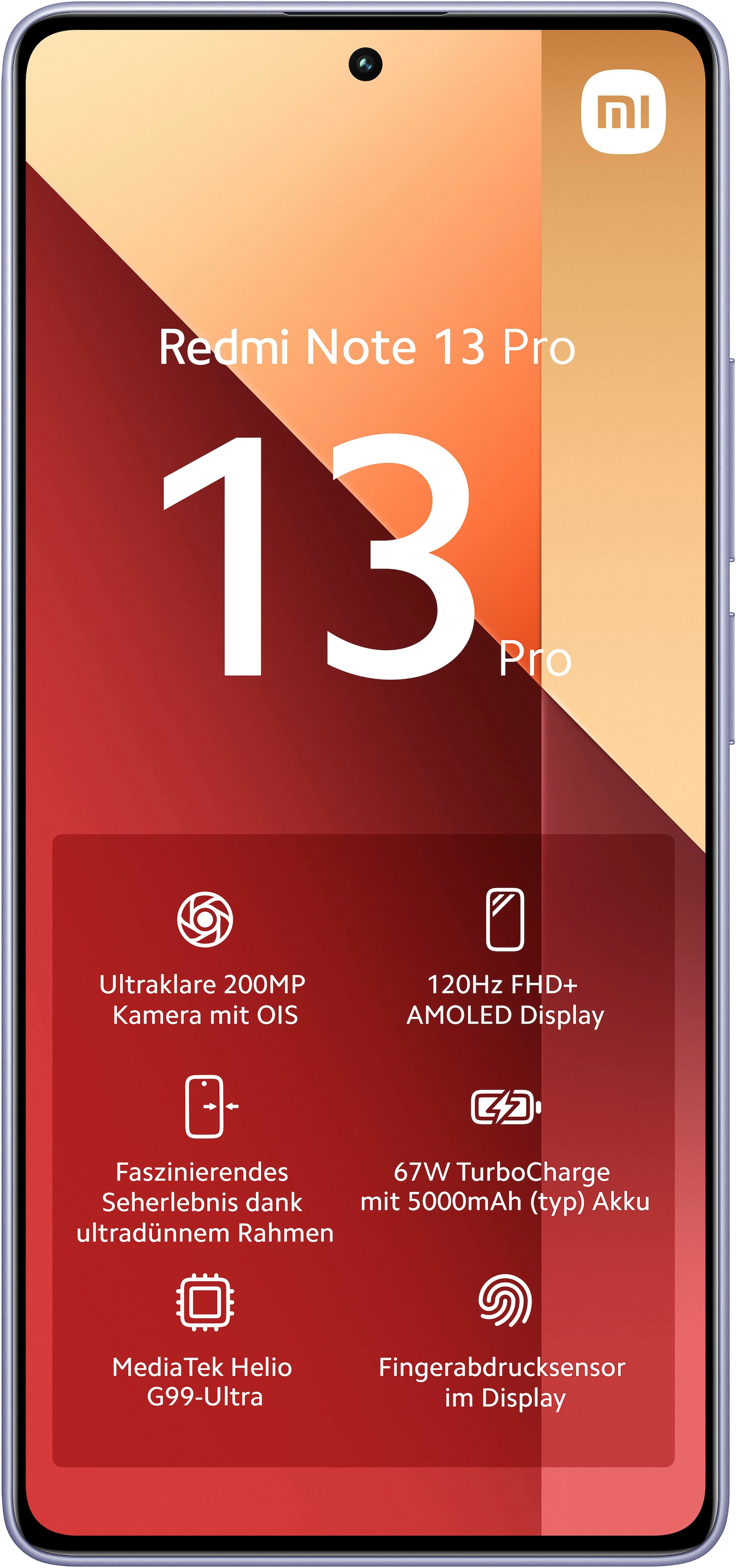 Xiaomi Smartphone »Redmi Note 13 Pro 8+256GB«, Lavender Purple, 16,94 cm/6,67 Zoll, 256 GB Speicherplatz, 200 MP Kamera
