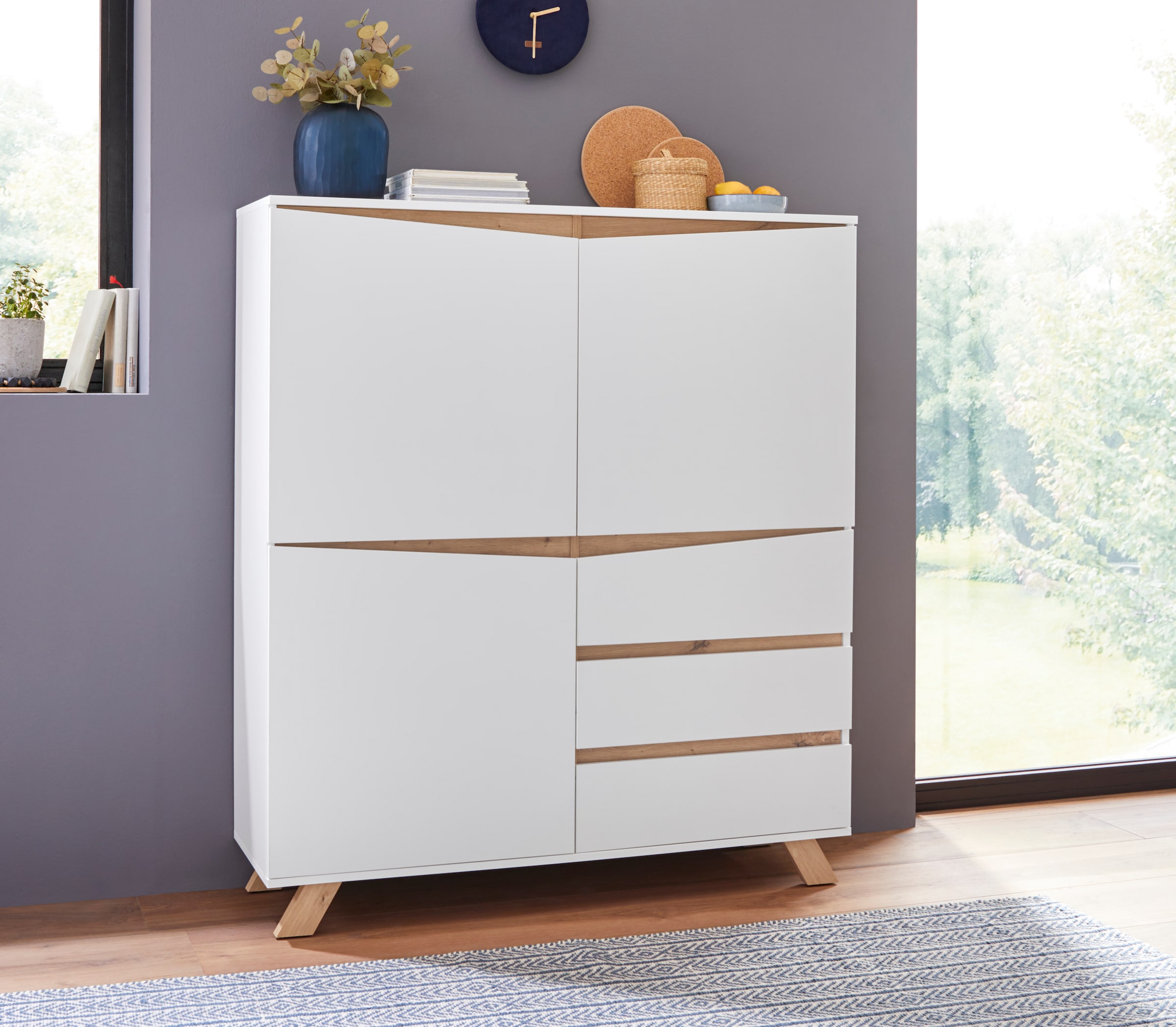 Homexperts Highboard »Vicky«, Breite 120 cm, Höhe 142 cm, in matt weiß