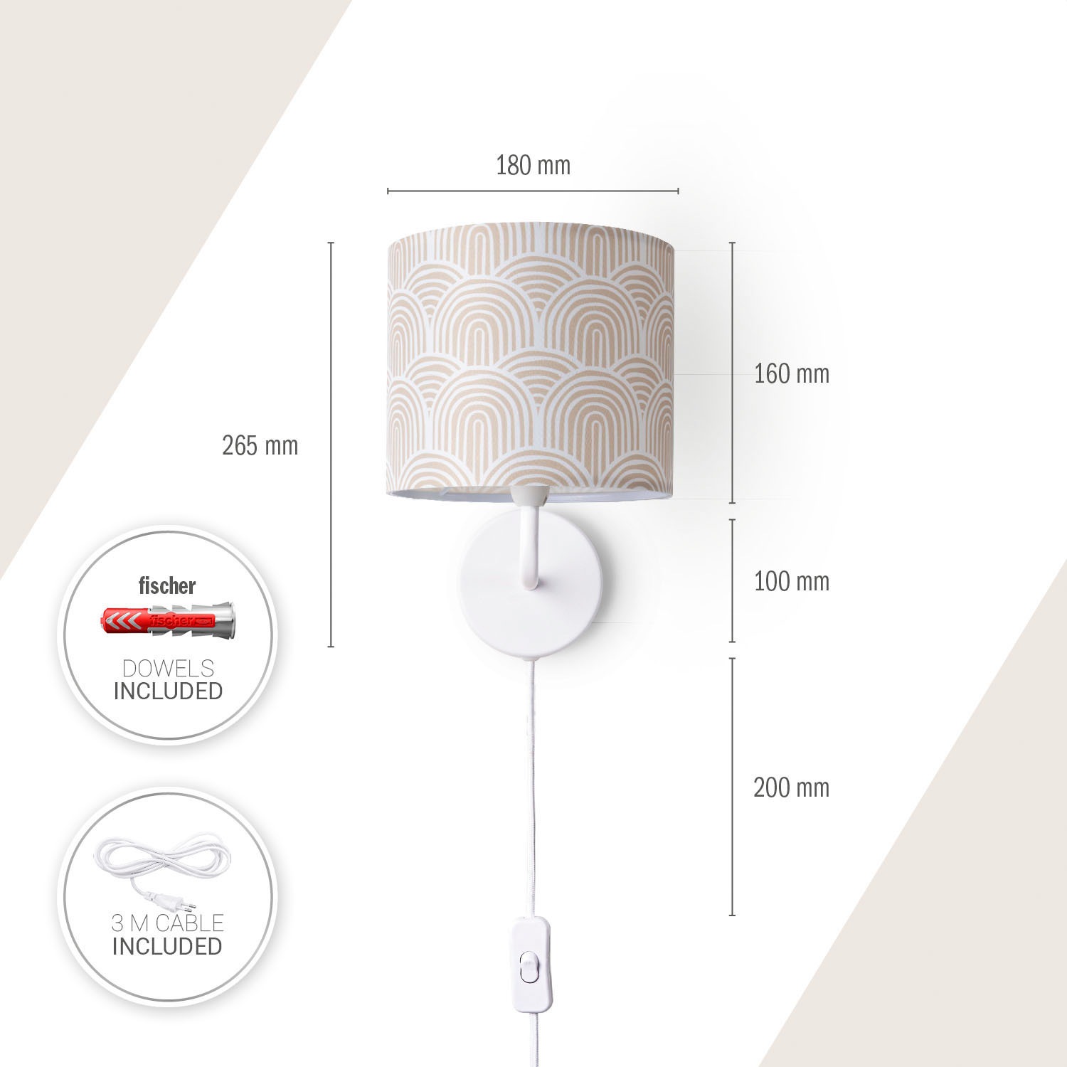 Paco Home Wandleuchte »Luca Pillar«, Leuchtmittel E14 | ohne Leuchtmittel, Wandleuchte Mit Schirm Innen Wohnzimmer Modern Einfarbig Lampenschirm