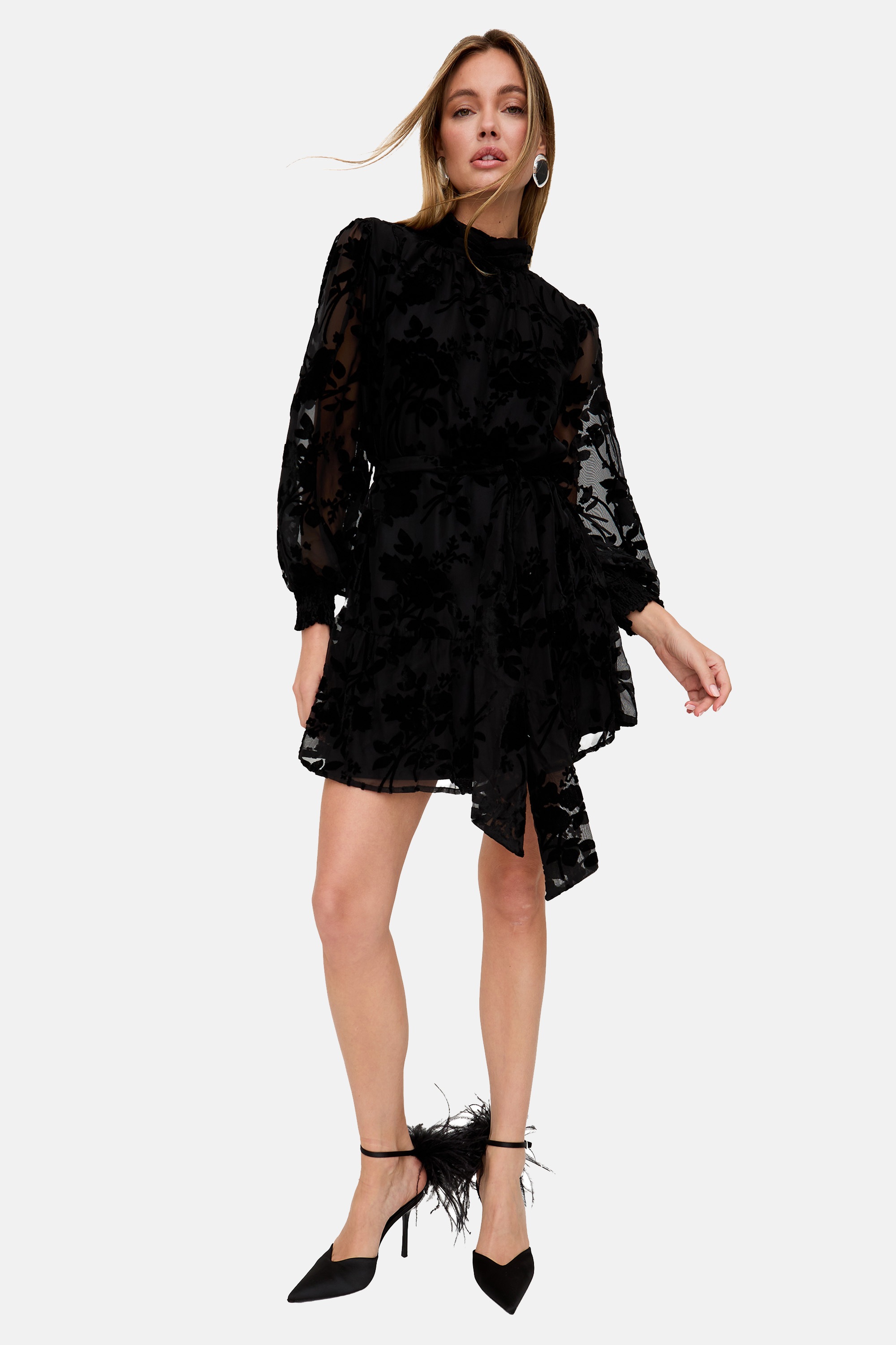 Lily and Lionel Midikleid »Brezze High Neck Velvet Burnout Mini Dress Damen«