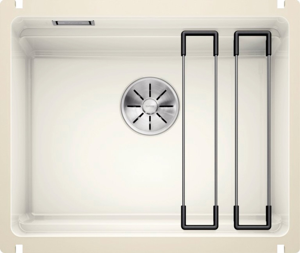 Küchenspüle BLANCO, B:46cm H:22cm T:54cmkristallweiß glänzend, Keramik, Küchenspülen, "ETAGON 500-U", inklusive 2 Gratis ETAGON-Schienen aus Edelstahl