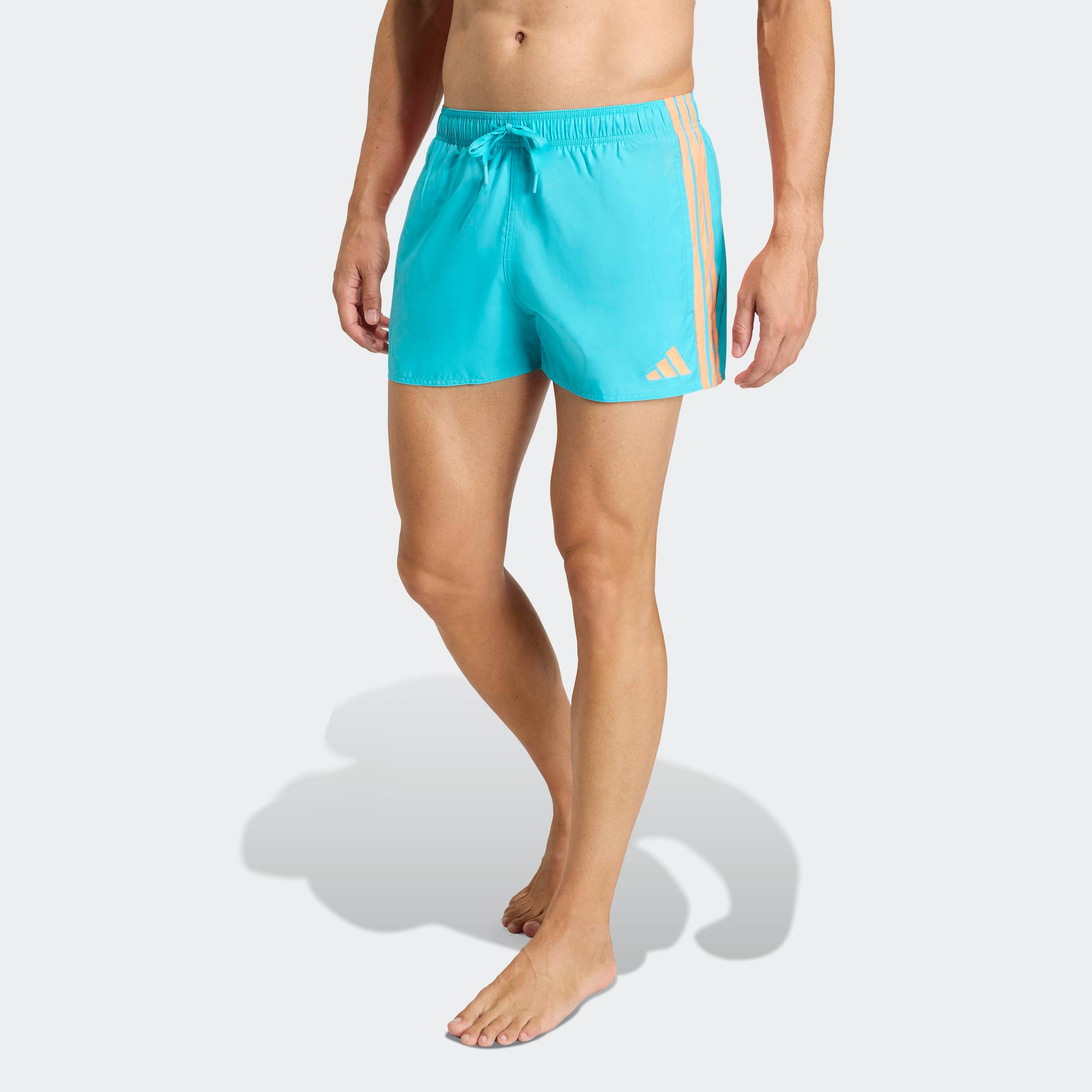 Badeshorts ADIDAS PERFORMANCE "3-STREIFEN 3-INCH", Herren, Gr. XL, N-Gr, lucid cyan, lucid orange, Gewirkt, Obermaterial: 100% Polyester, Badehosen Badeshorts