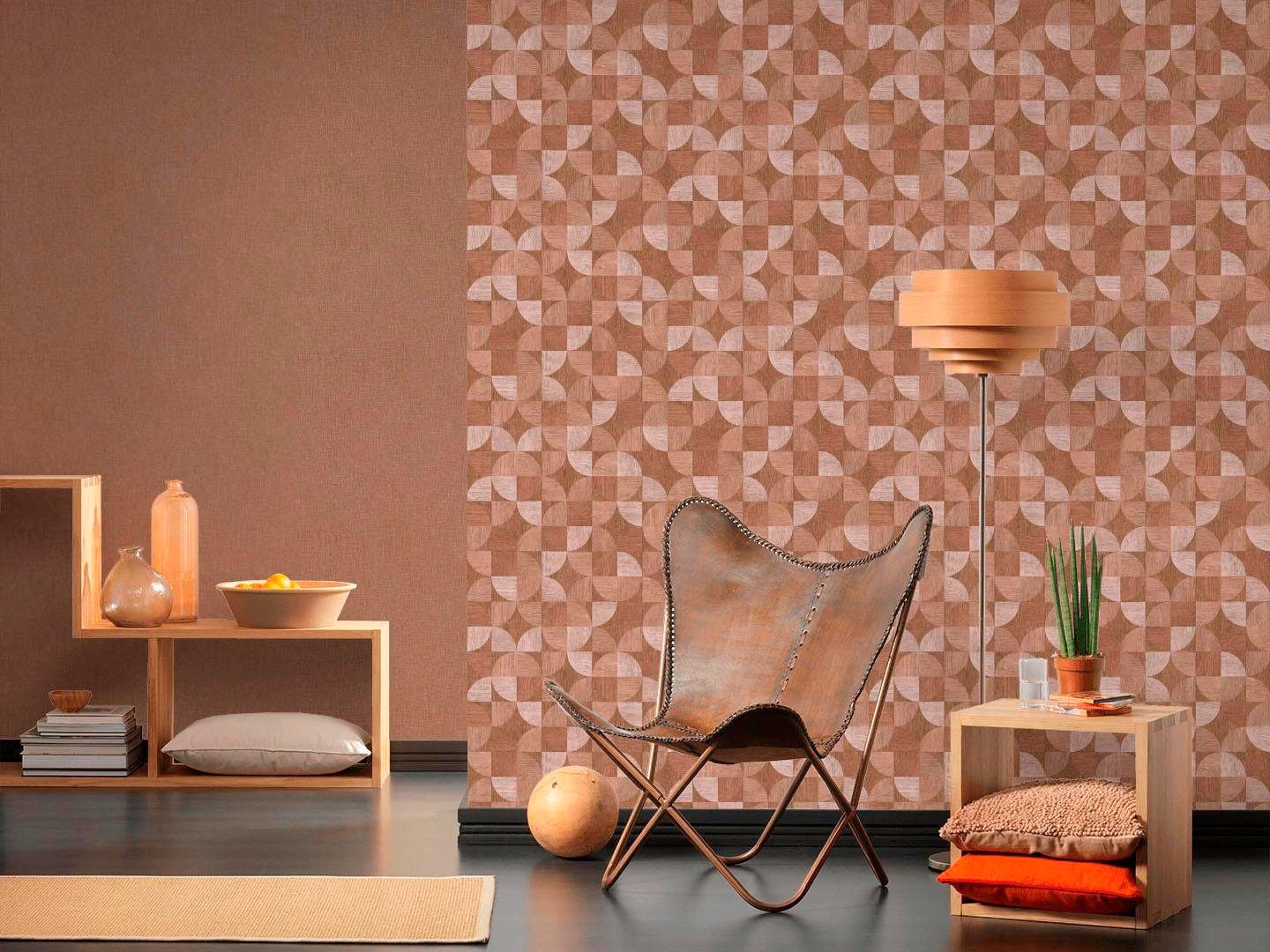 living walls Vliestapete »Metropolitan Stories Nils Olsson Copenhagen«, Holz-realistisch-gestreift, Grafik Tapete Vintage Tapeten Wohnzimmer Schlafzimmer Küche Flur Optik
