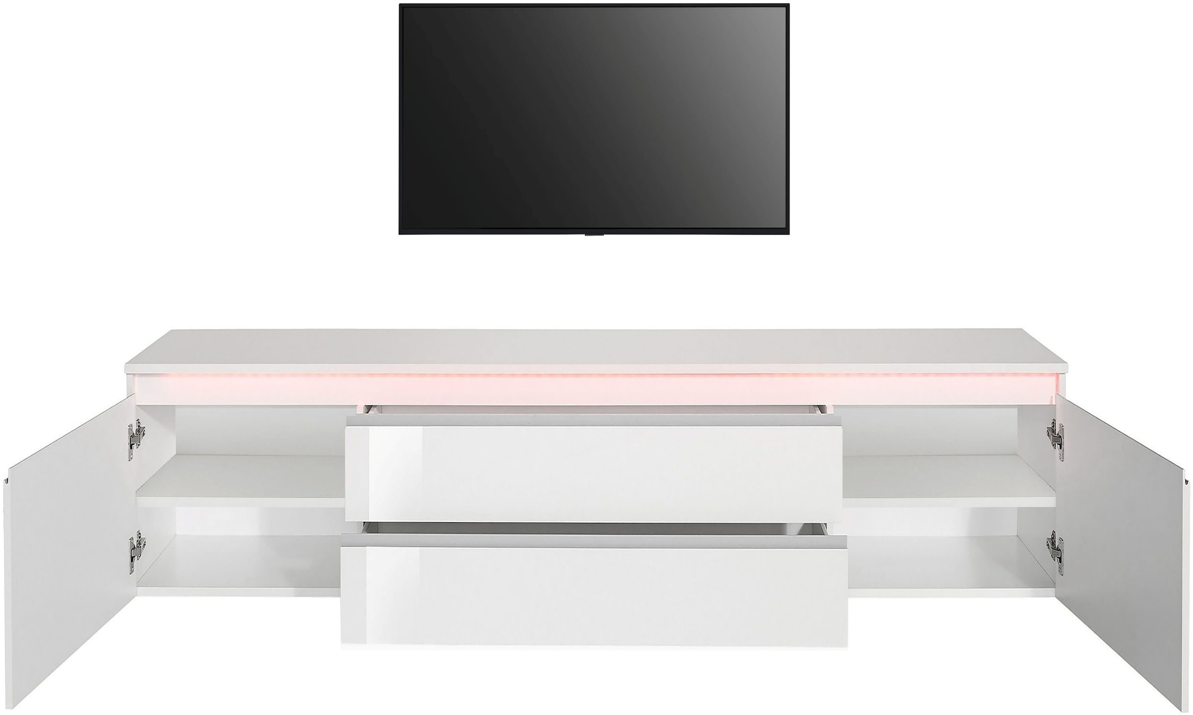 Home affaire Lowboard »Magic,Lowboard,TV-Kommode,TV-Möbel,TV-Bank« Hochglanzlackiert, Alugriff, 2 Türen, 2 Schubkästen,B/T/H 240×40×55 cm