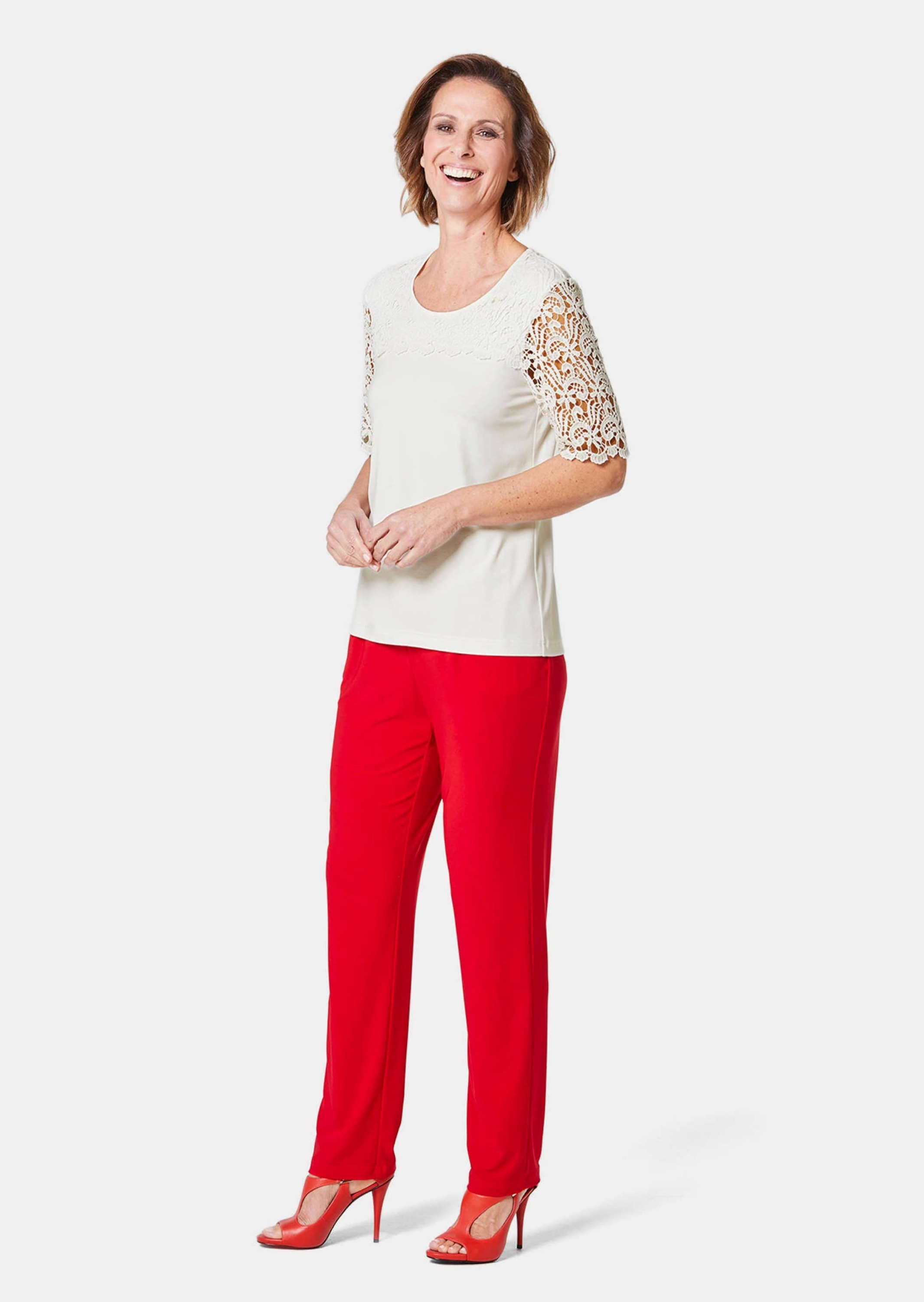 Goldner Chemisier Manches Longues Femme Blanc Taille Courte 23 3