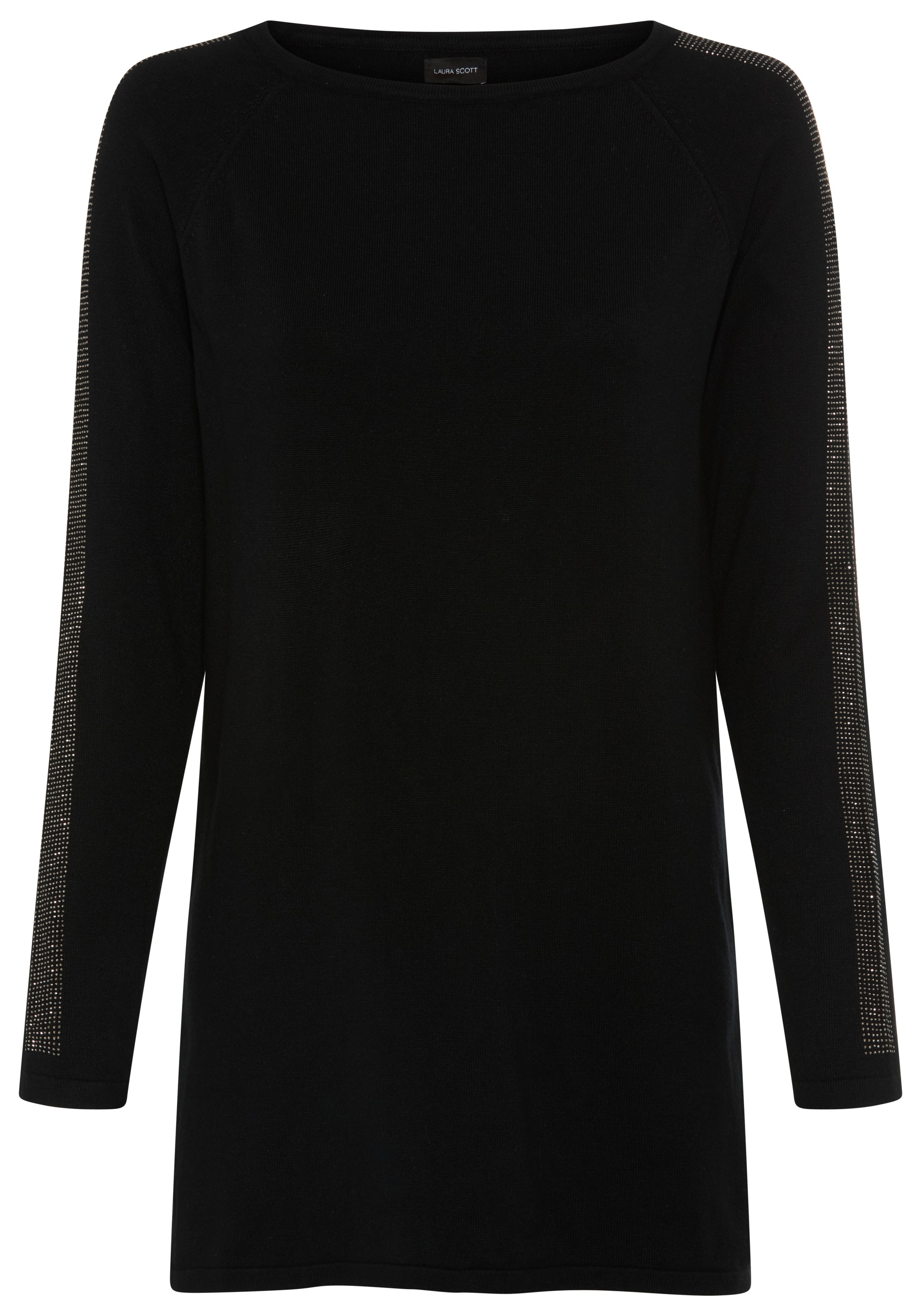 Laura Scott Longpullover mit Glitzersteinen und seitlichen Schlitzen
