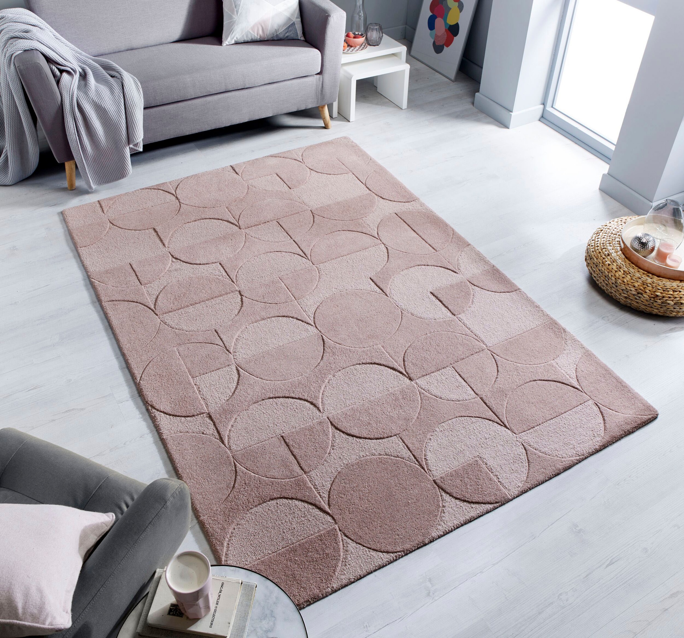 FLAIR RUGS Wollteppich »Gigi«, 8 mm Höhe, aus 100% Wolle, geometrisches Design, fußbodenheizungsgeeignet
