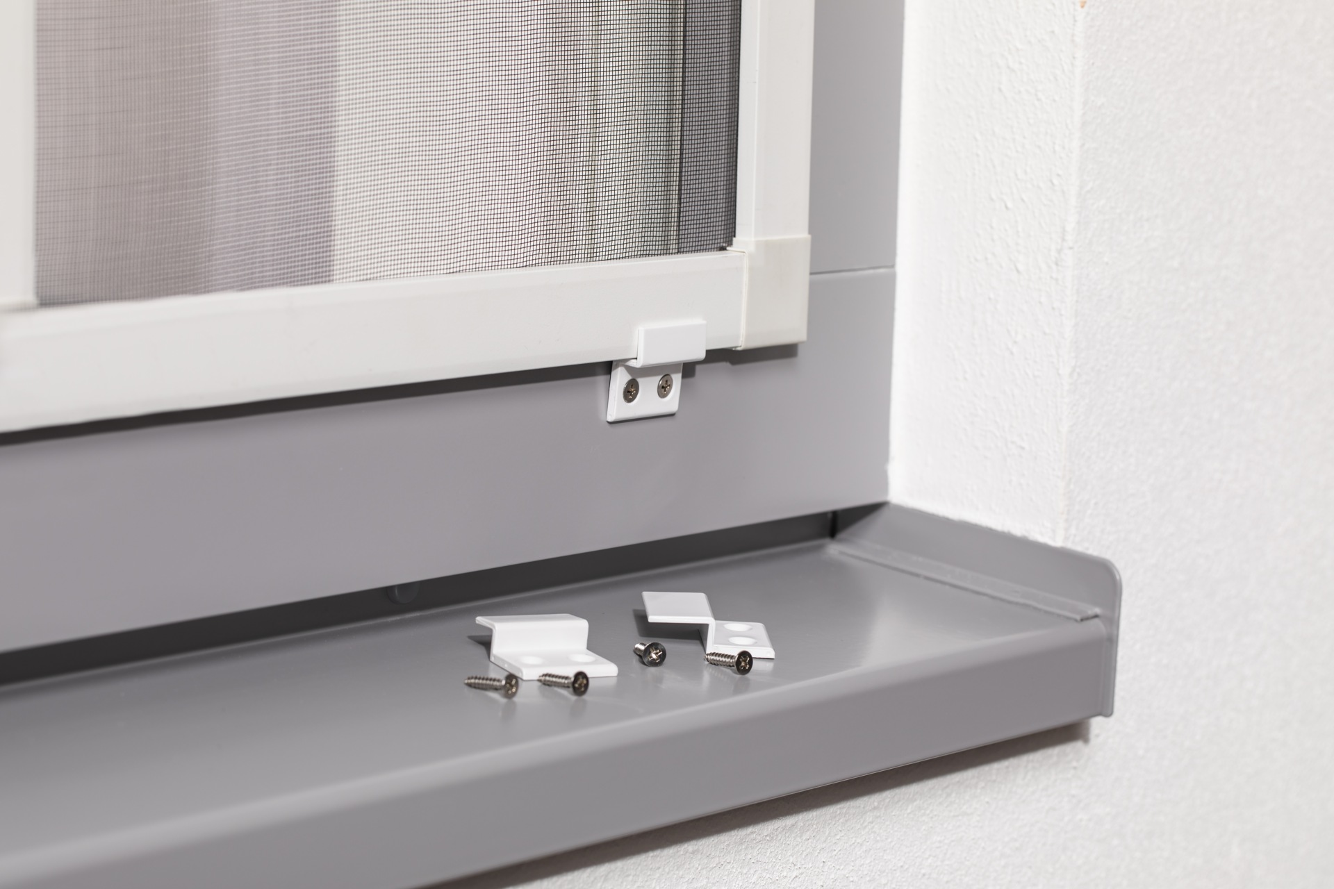 WINDHAGER Winkelbeschlag "Einhängewinkel", weiß, Beschläge, Montageset für Insektenschutz-Fenster