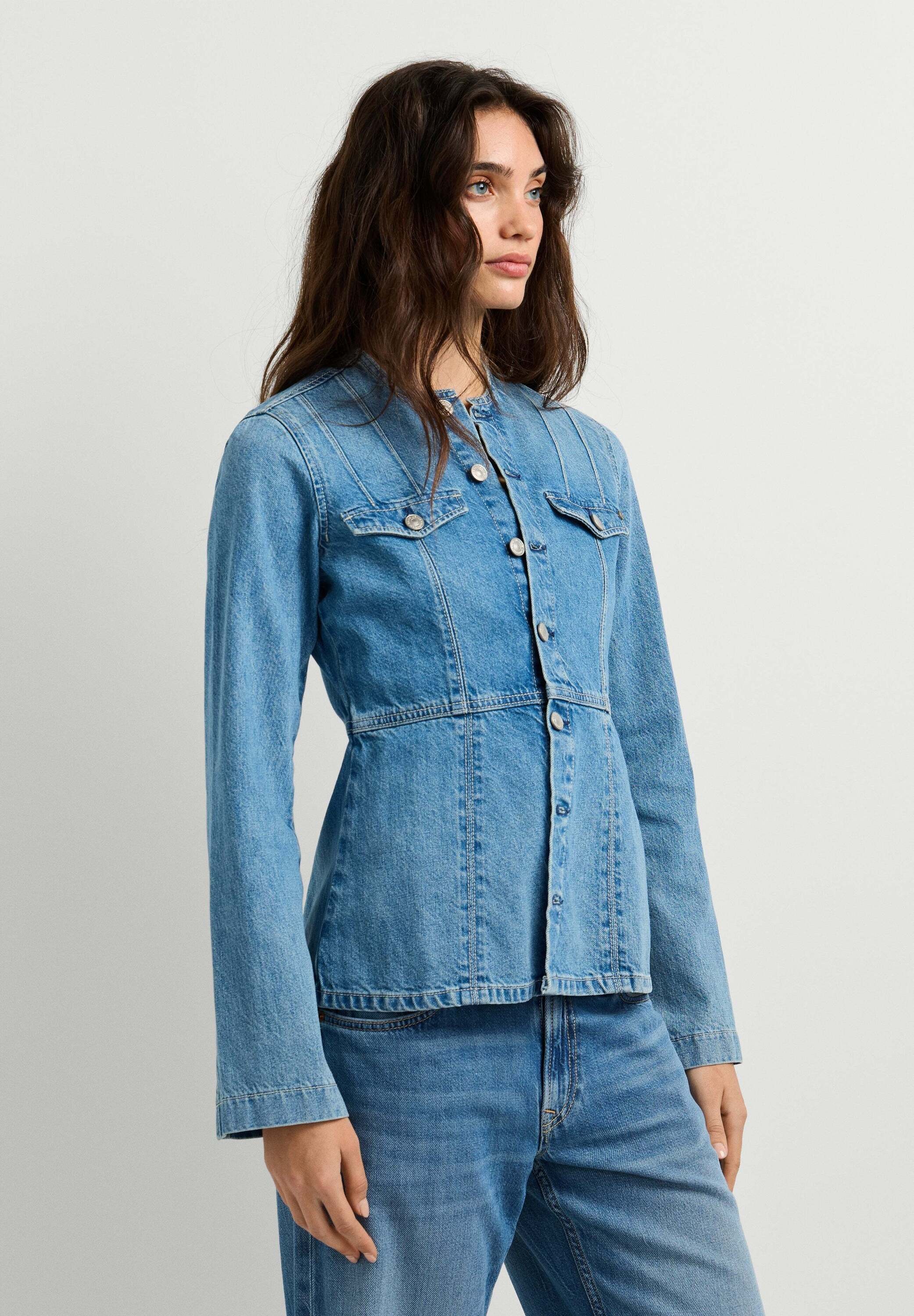 Pepe Jeans Wintermantel »winter coat KAREN COLLARLESS JACKET VERDE BLUE«