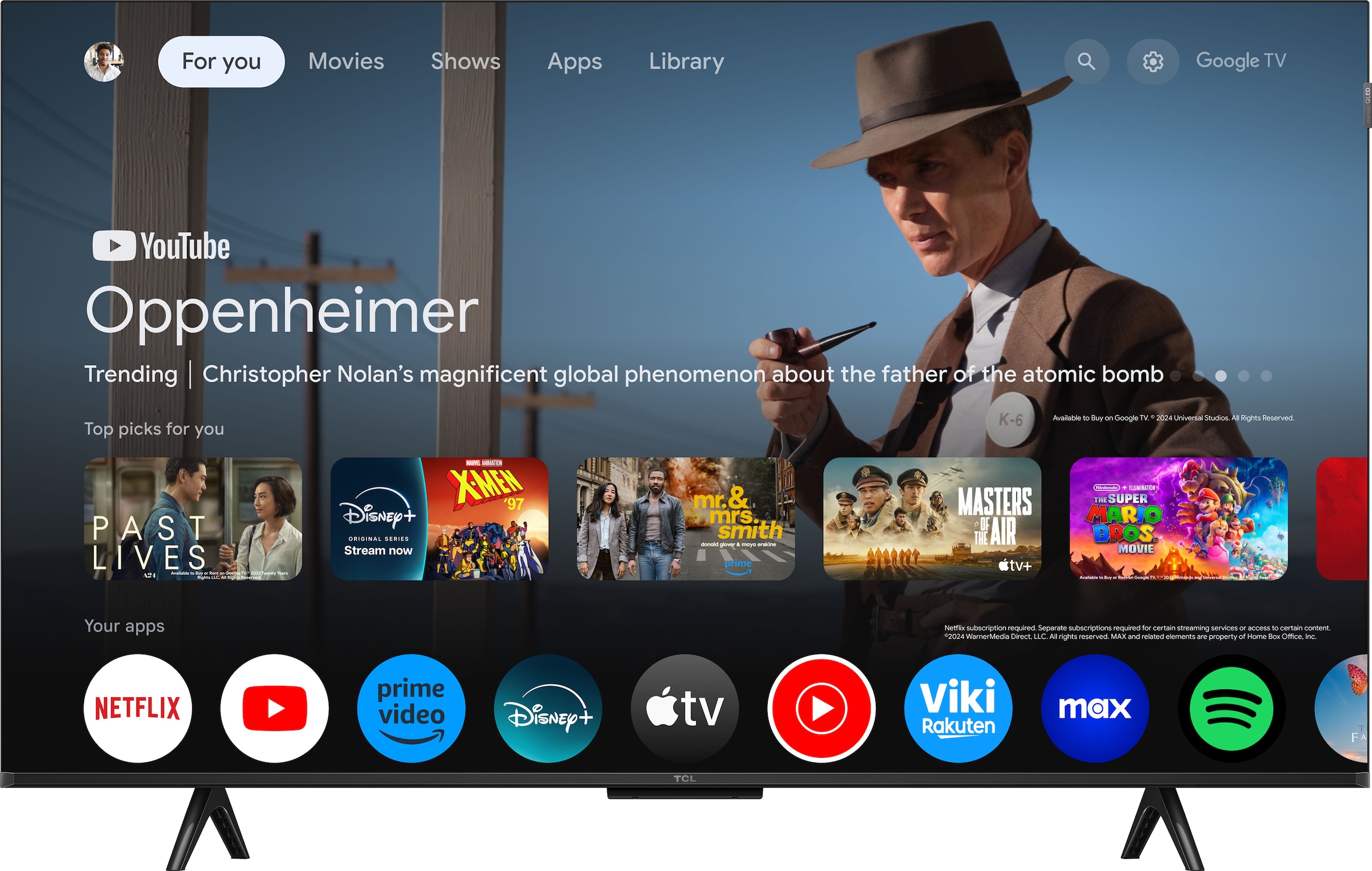 TCL QLED-Fernseher »43P71KX1«, 4K Ultra HD, Google TV-Smart-TV, Multi-HDR, Dolby Vision, Smart TV, Apple TV, Dolby Atmos, Slim Design