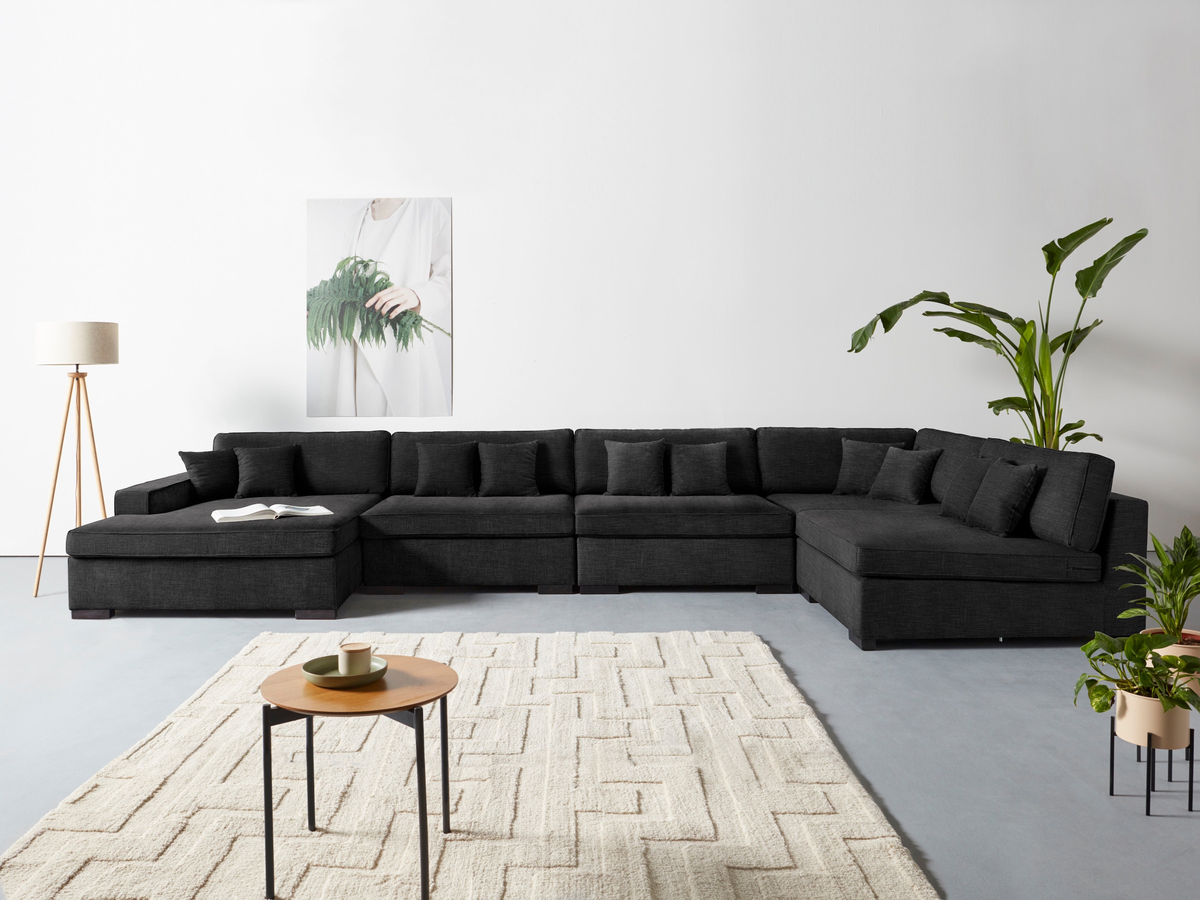 Home affaire Wohnlandschaft "Skara XXL U-Form", Lounge-Sofa XXL mit Federke günstig online kaufen