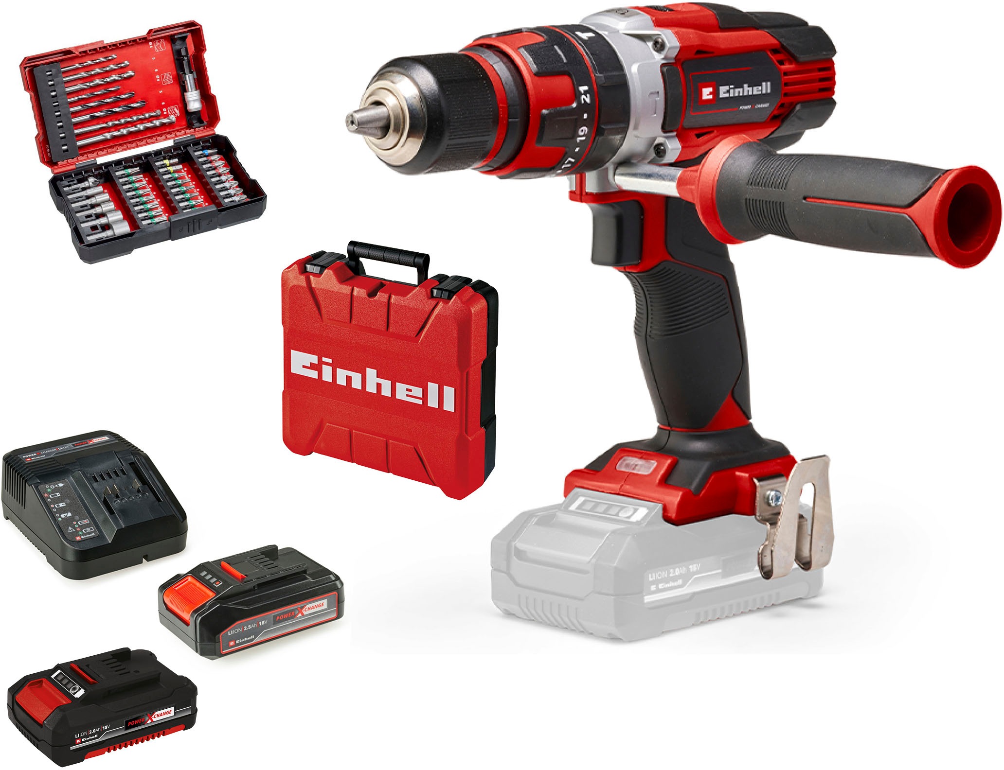 Einhell Akku-Schlagbohrschrauber "TE-CD 18/48 Li-i Kit", (Set), mit 2 Akkus, Koffer und Zubehör