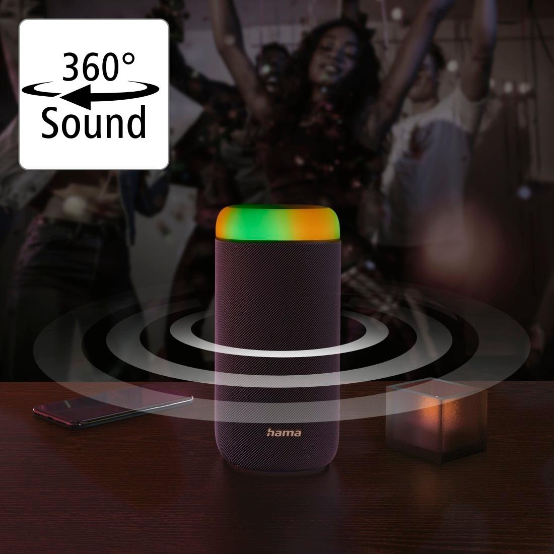 Hama Bluetooth-Lautsprecher »Bluetooth Box Shine Bass 360ᵒ LED spritzwassergeschützt«, Xtra Freisprechanlage,Xtra BAUR Sound Sound Bass,360ᵒ | 2.0