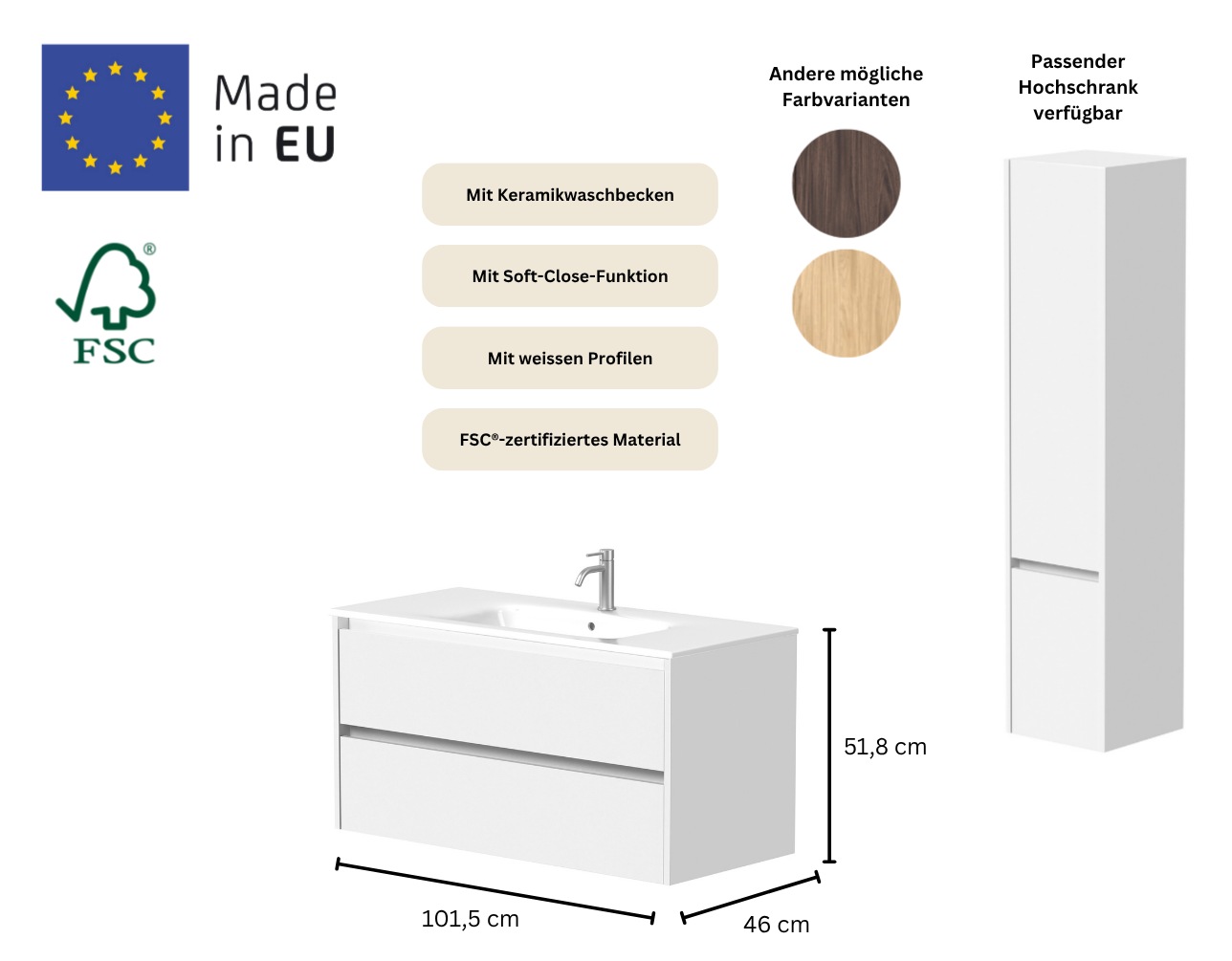 welltime Waschtisch "City" B/T/H: 81,5/46/51,5 cm günstig online kaufen