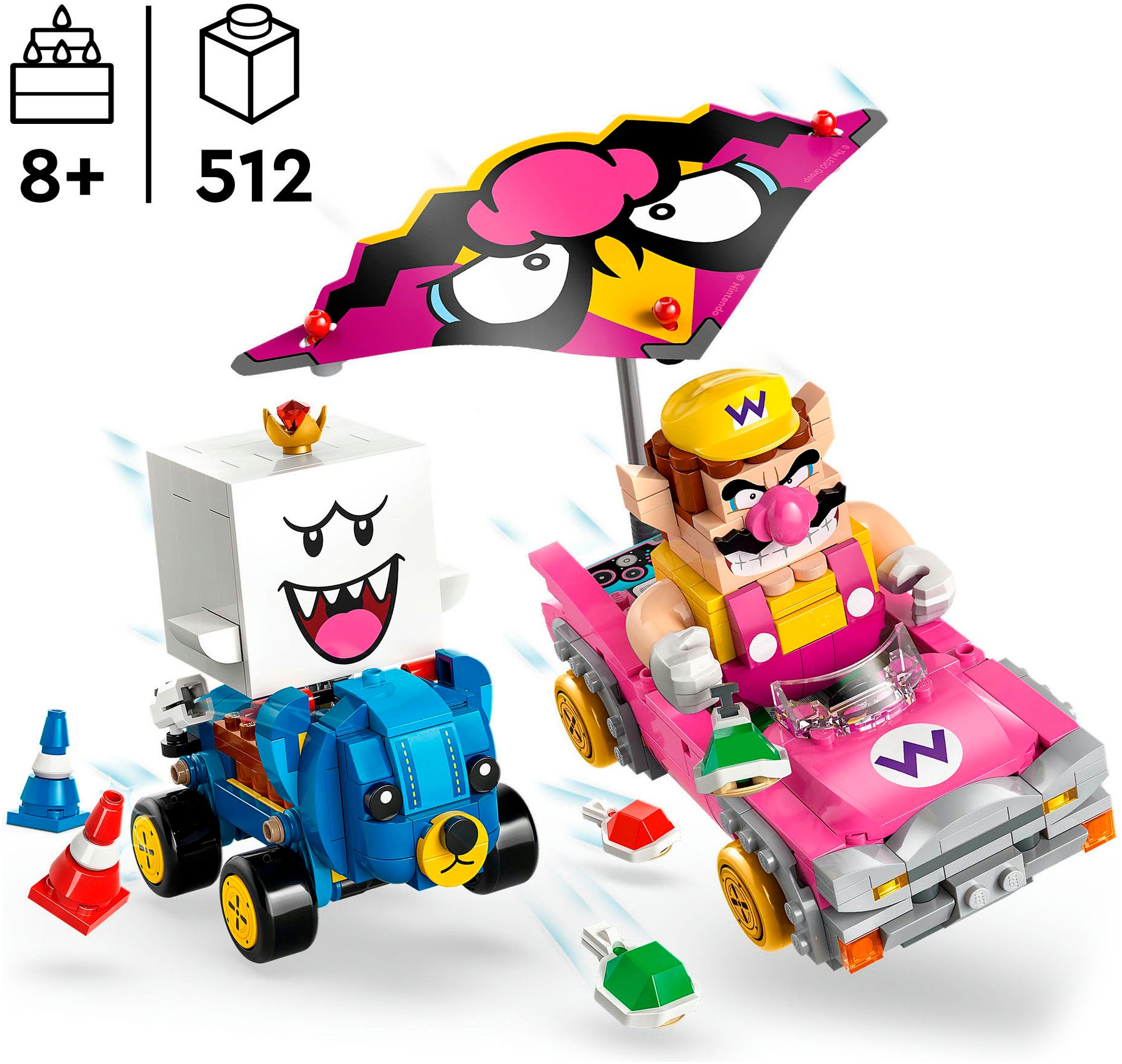 LEGO® Konstruktionsspielsteine »Mario Kart – Wario & König Buu Huu (72038), LEGO Super Mario«, (512 St.), Made in Europe
